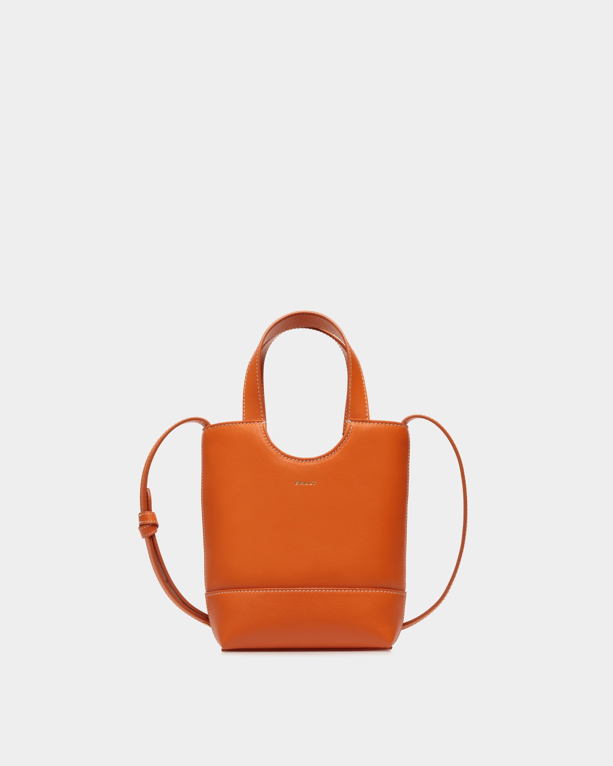 Bally Easy Tote Mini Leather Bag-in-Orange-1-Bally Outlet