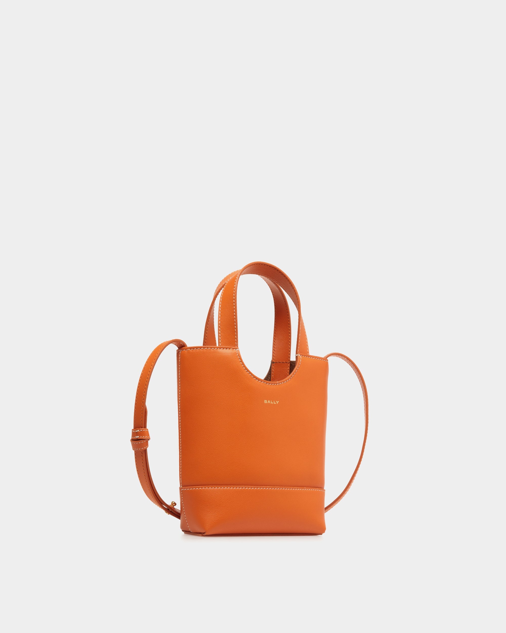 Bally Easy Tote Mini Leather Bag-in-Orange-3-Bally Outlet