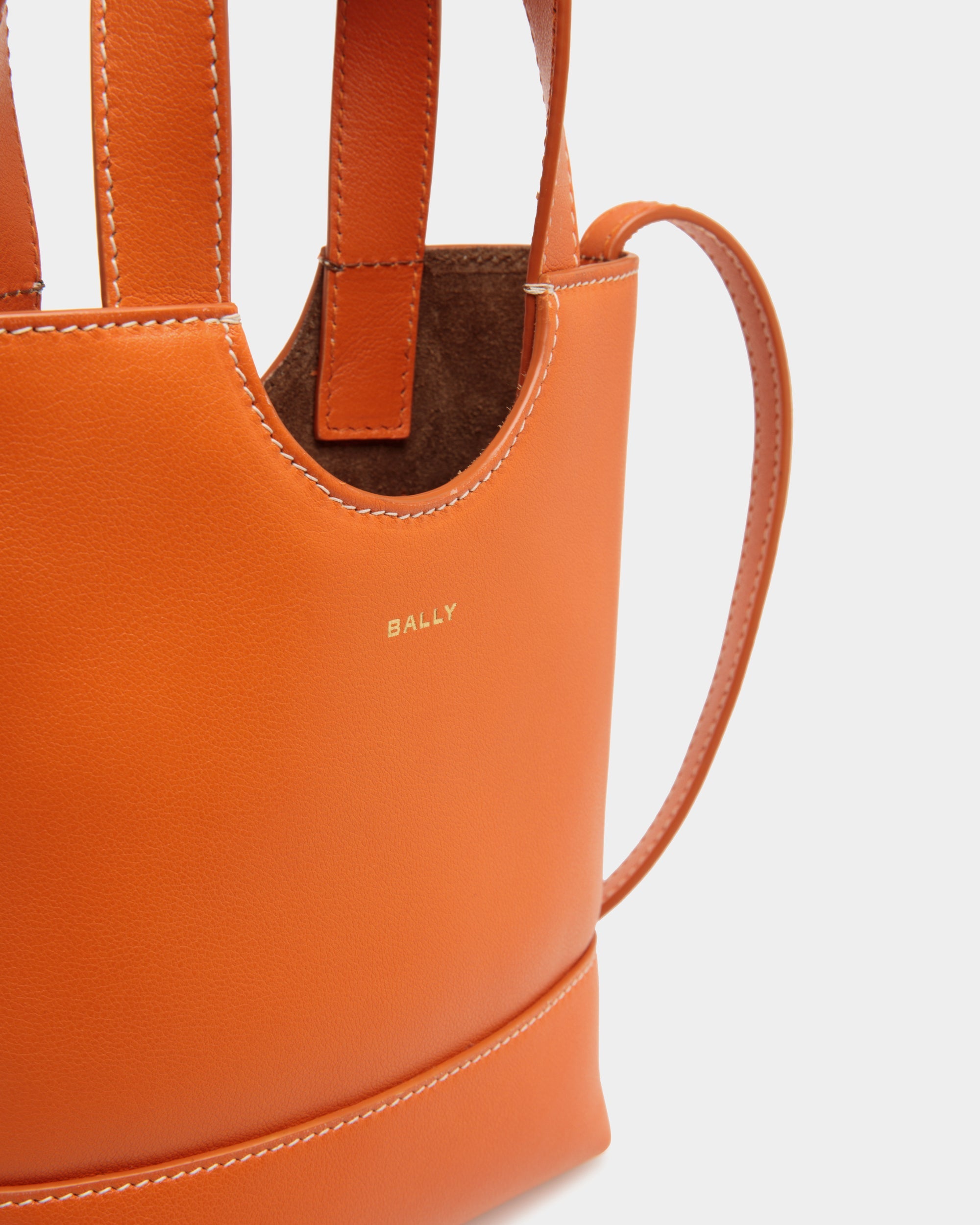 Bally Easy Tote Mini Leather Bag-in-Orange-5-Bally Outlet