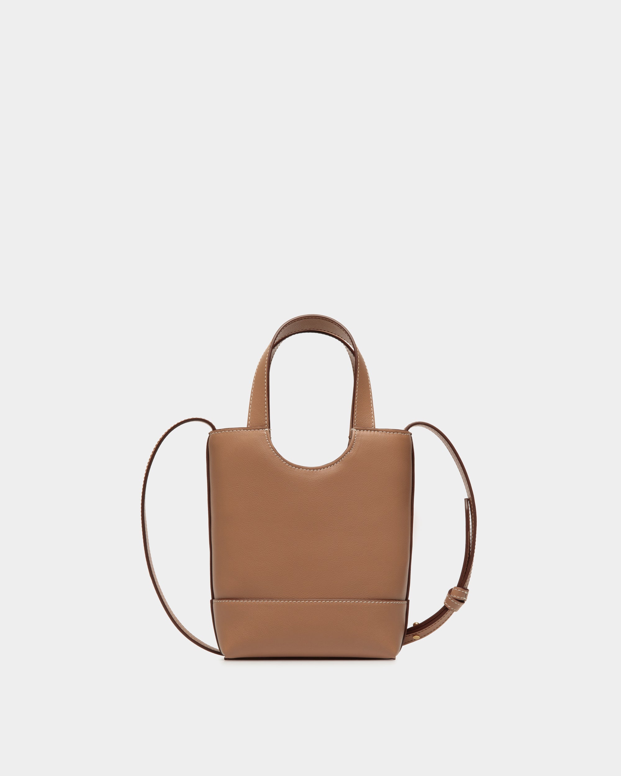 Bally Easy Bally Small Tote Bag in Praline Leather-in-Beige-2-Bally Outlet