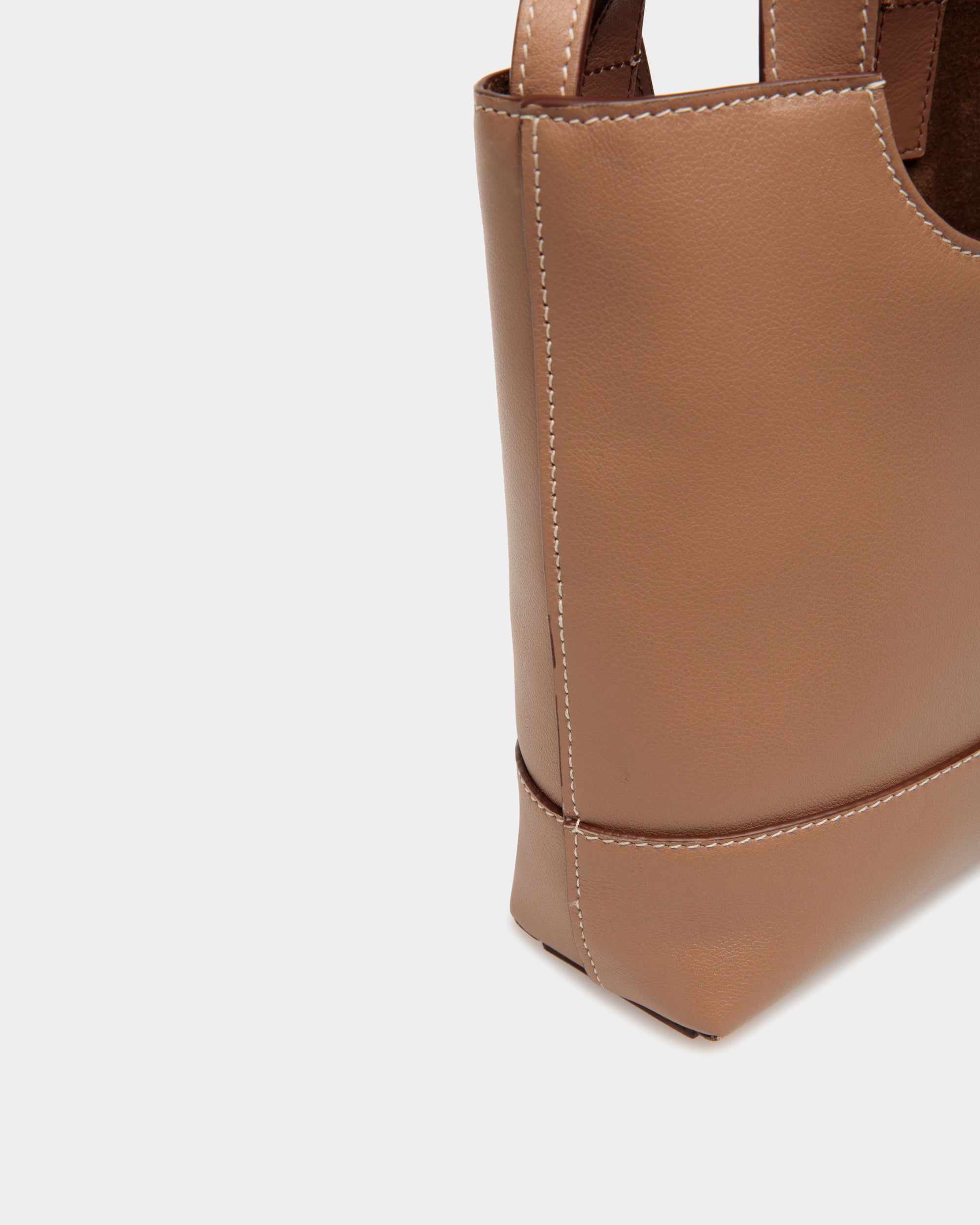 Bally Easy Bally Small Tote Bag in Praline Leather-in-Beige-4-Bally Outlet