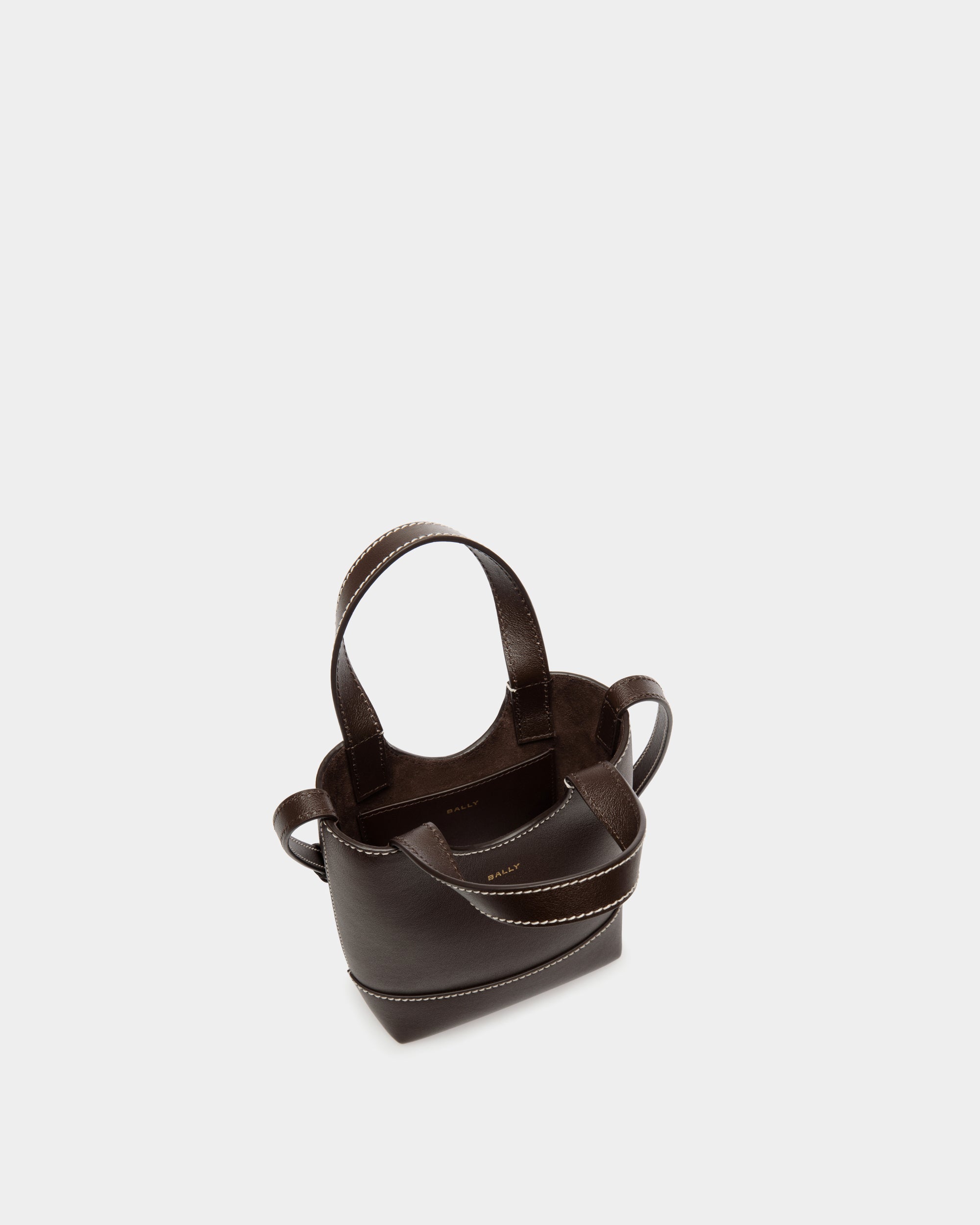 Bally Easy Bally Small Tote Bag in Ebano Leather-in-Brown-4-Bally Outlet