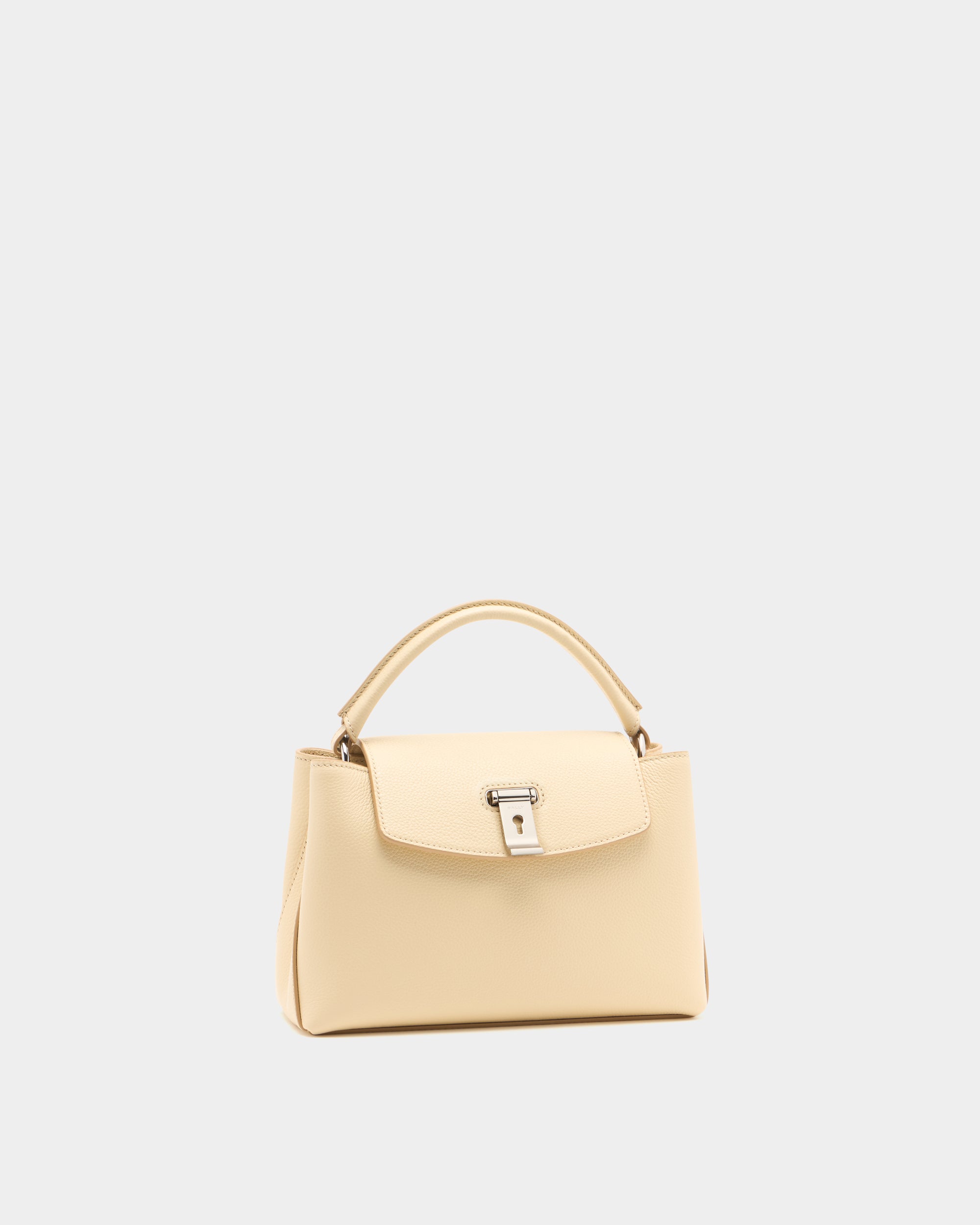 Bally Lock Me Small Top Handle Bag in Ginger Grained Leather-in-Beige-3-Bally Outlet