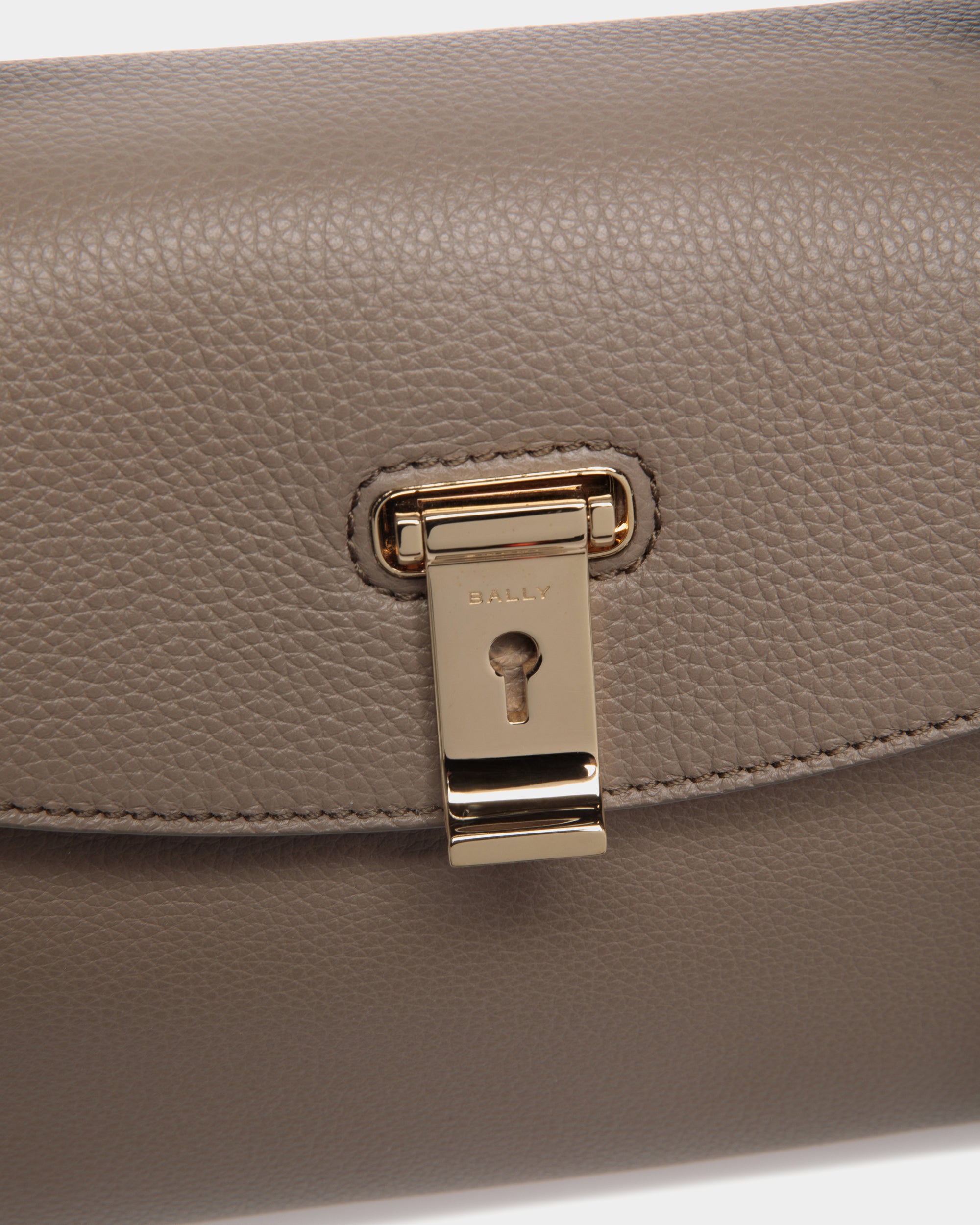 Bally Lock Me Small Top Handle Bag In Grained Leather-in-Beige-4-Bally Outlet