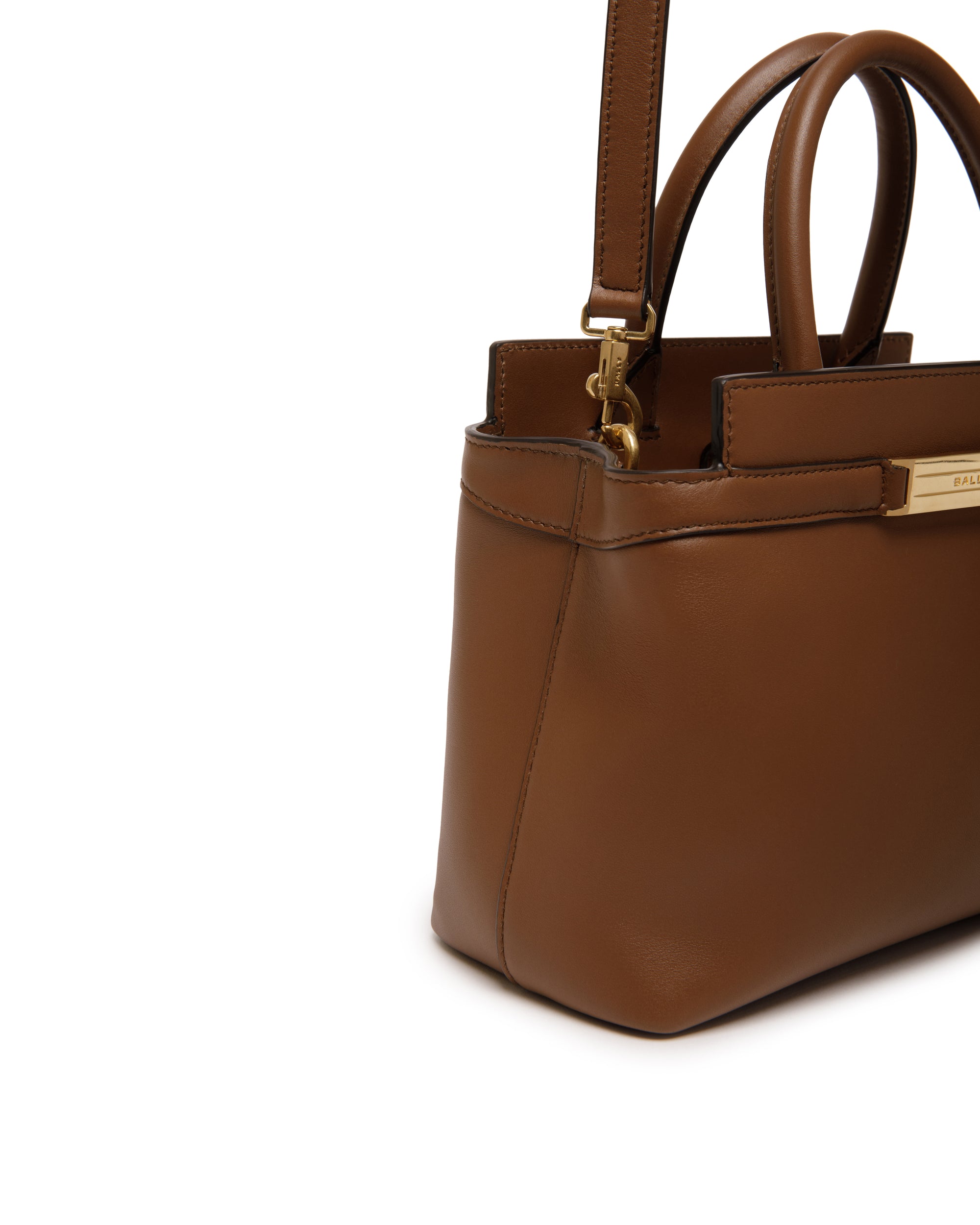 Bally Deco Small Tote Bag in Leather-in-Brown-4-Bally Outlet