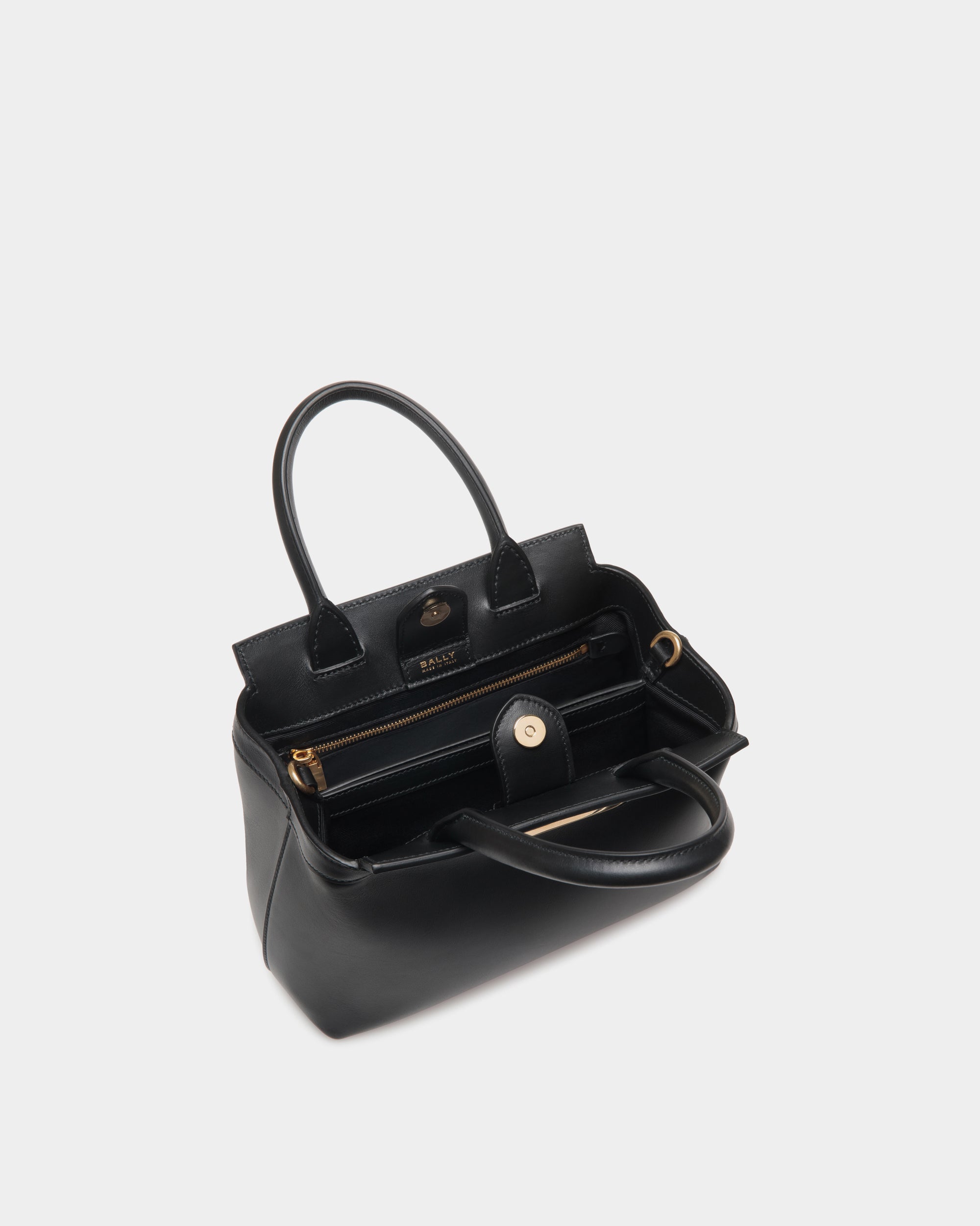 Bally Deco Small Tote Bag in Leather-in-Black-4-Bally Outlet