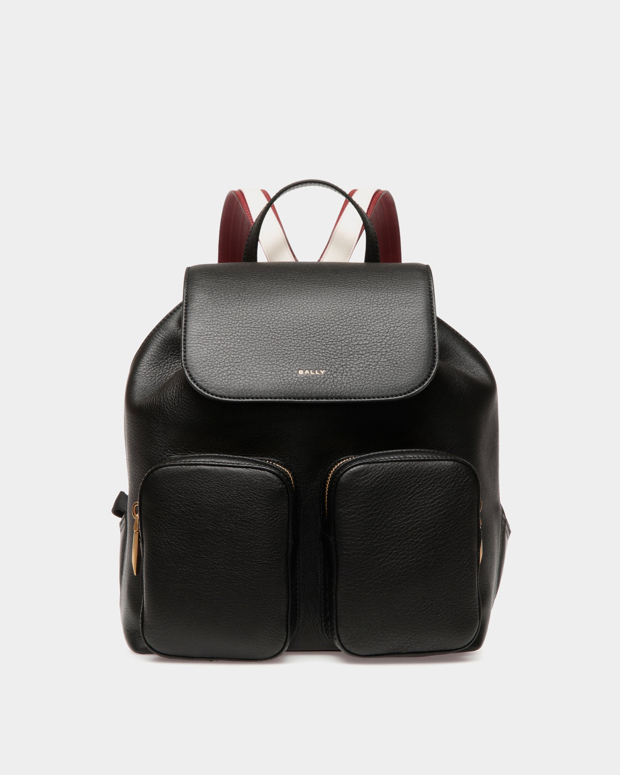 Bally Code Leather Backpack-in-Black-1-Bally Outlet
