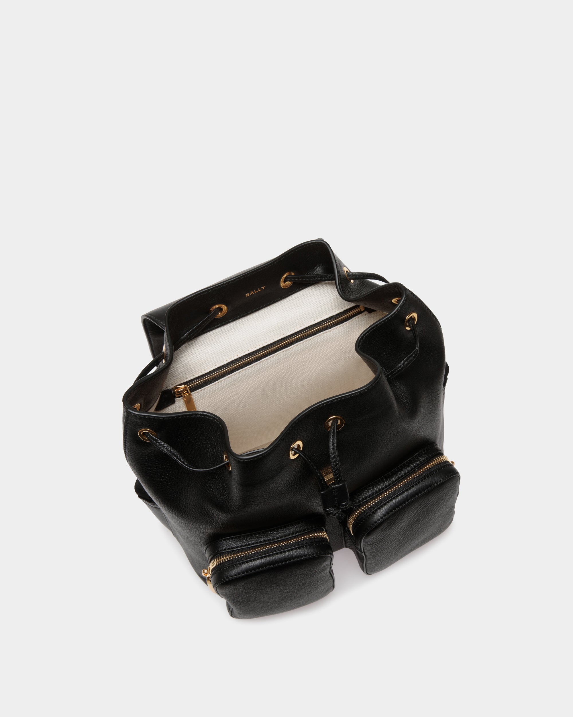 Bally Code Leather Backpack-in-Black-4-Bally Outlet