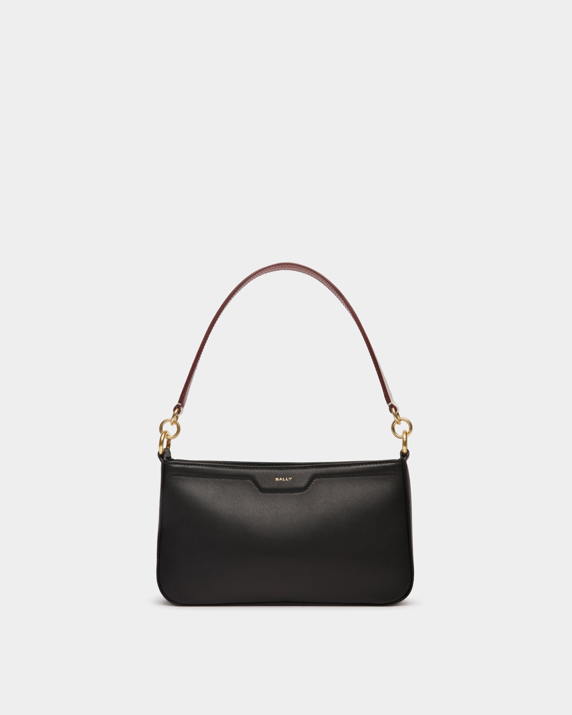 Bally Code Small Shoulder Leather Bag-in-Black-1-Bally Outlet