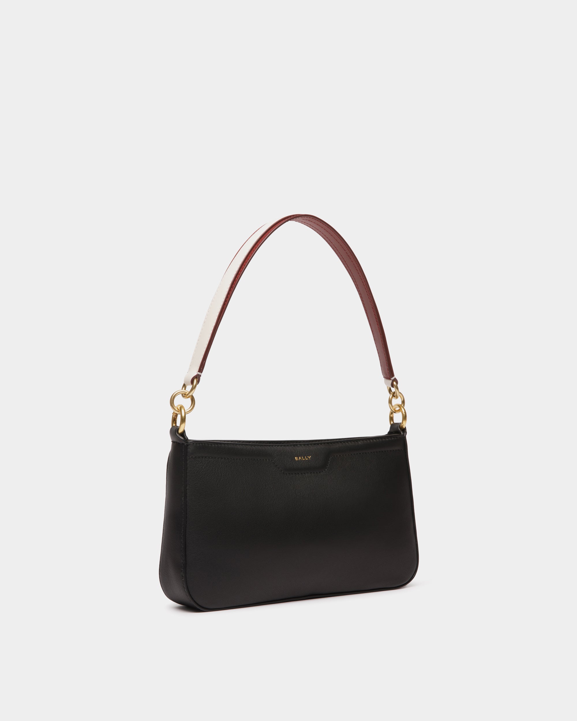 Bally Code Small Shoulder Leather Bag-in-Black-3-Bally Outlet