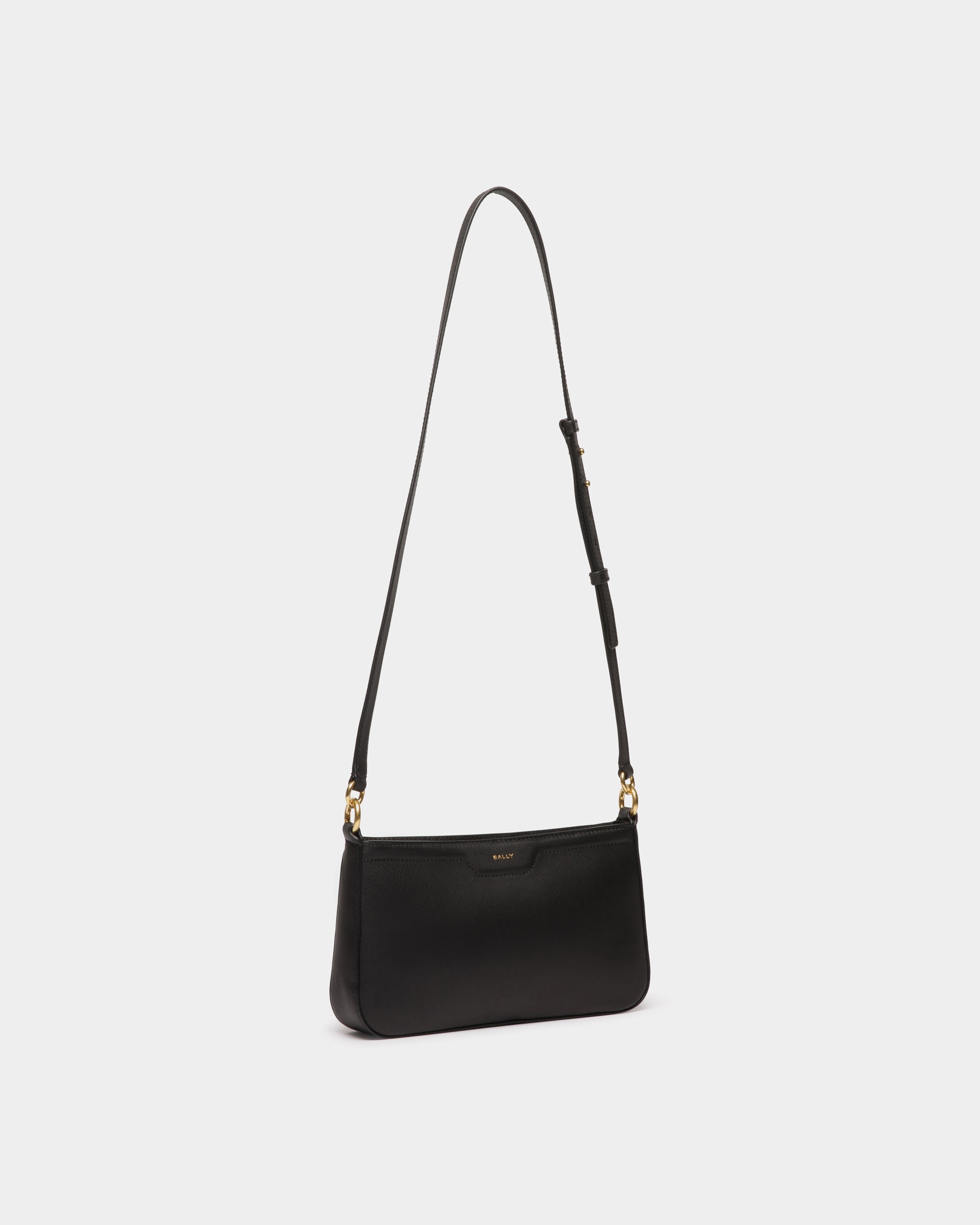 Bally Code Small Shoulder Leather Bag-in-Black-4-Bally Outlet