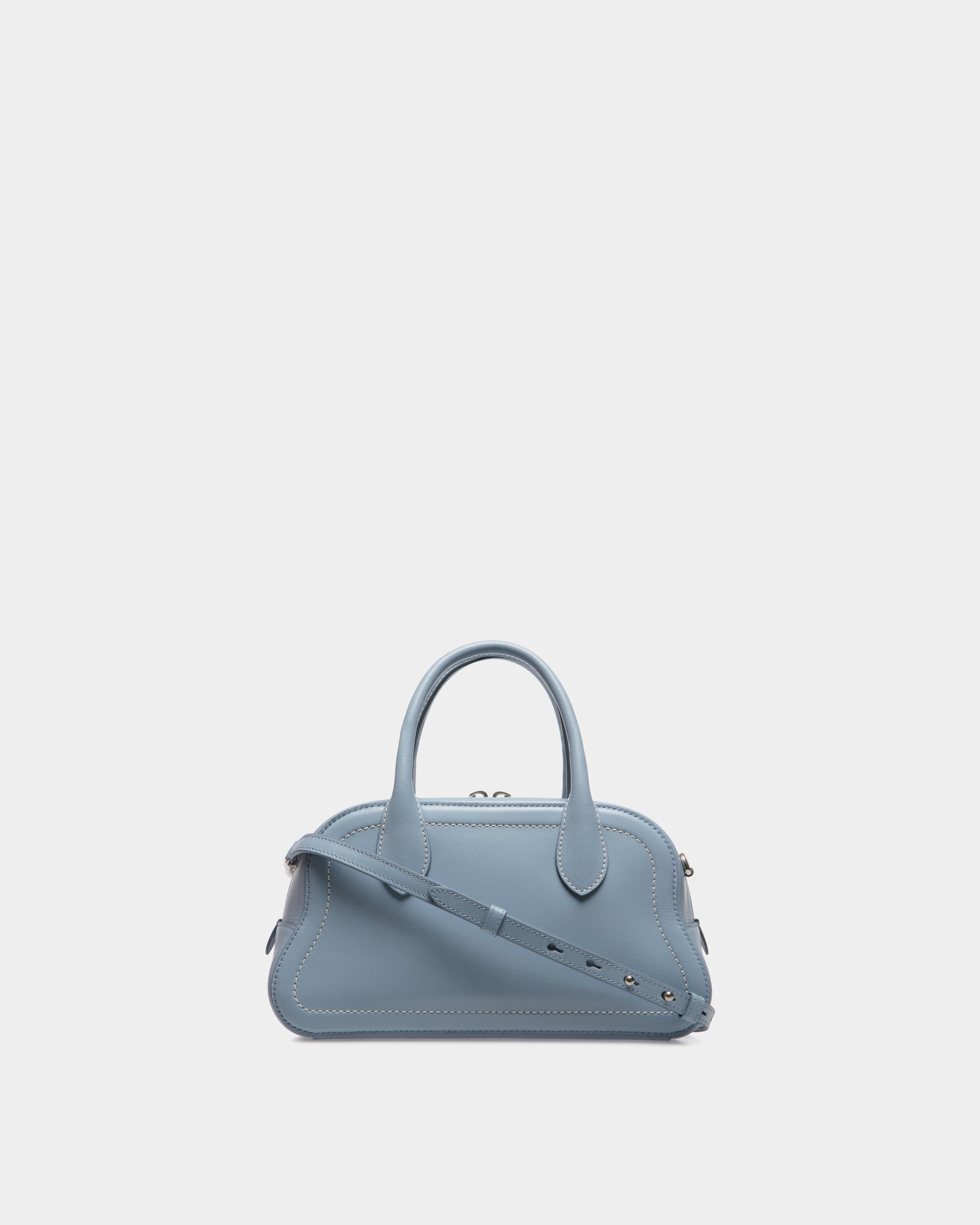 Bally Unda Satchell Leather Bag-in-Light Blue-3-Bally Outlet