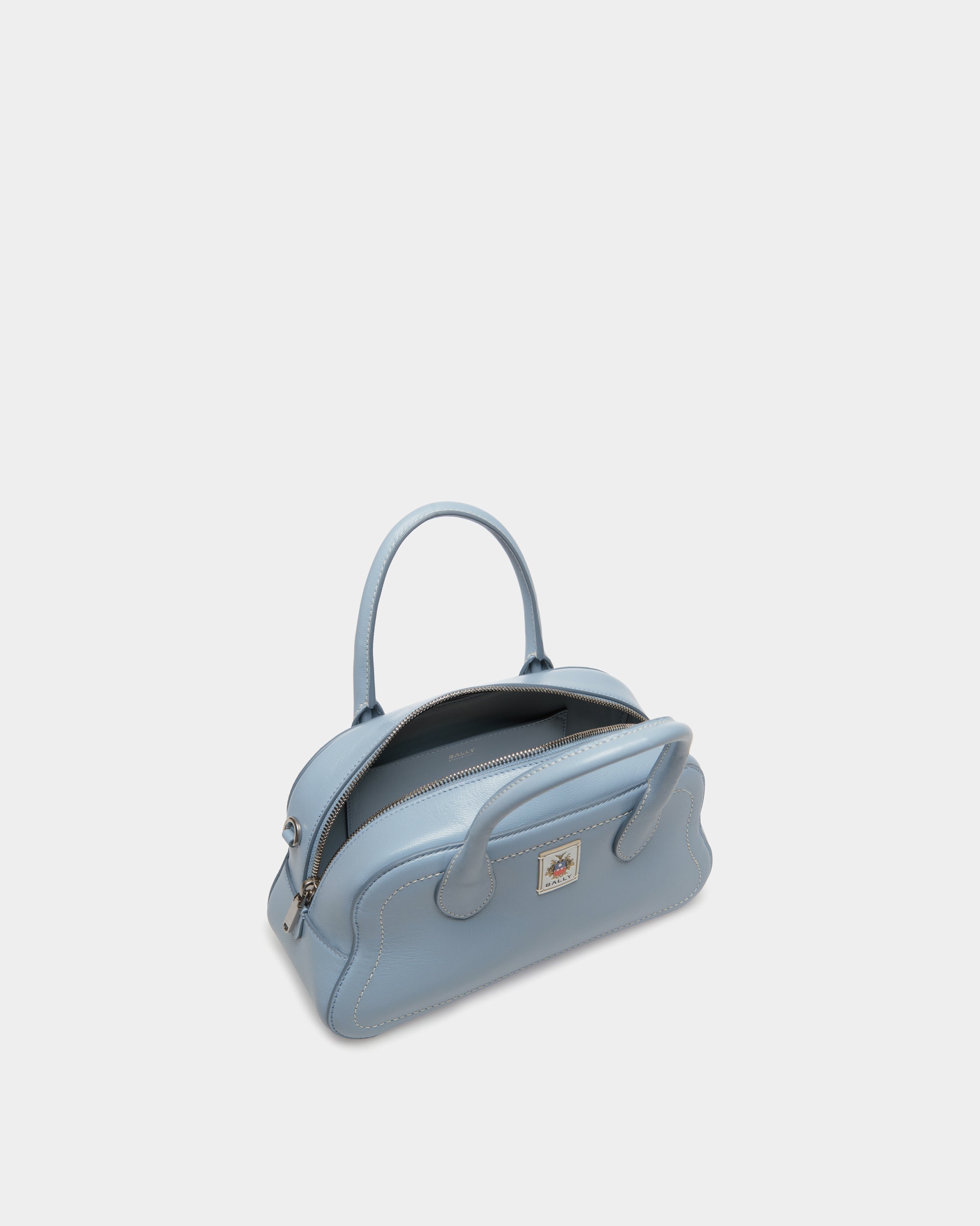 Bally Unda Satchell Leather Bag-in-Light Blue-5-Bally Outlet