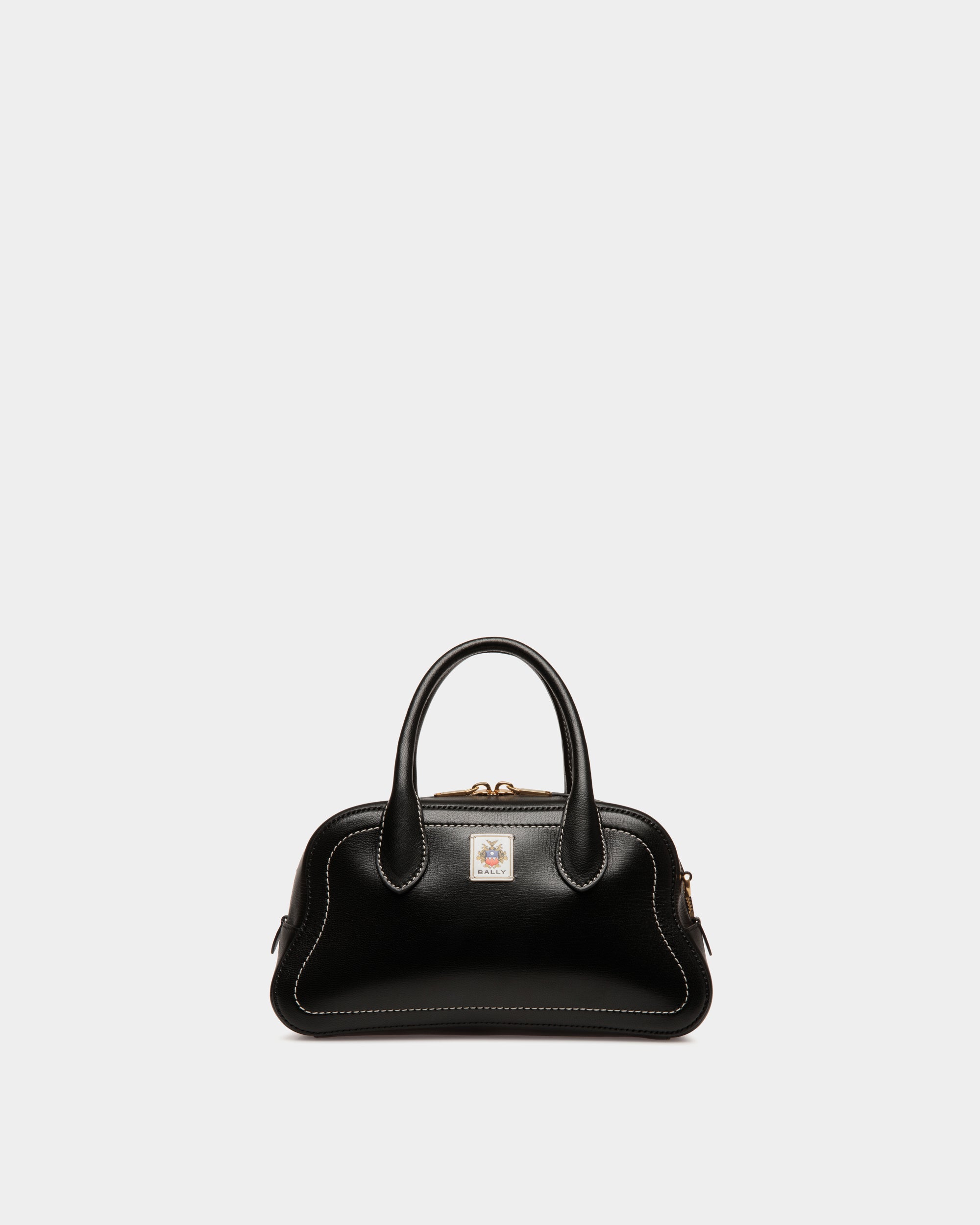 Bally Unda Top Handle Bag in Grained Leather-in-Black-1-Bally Outlet