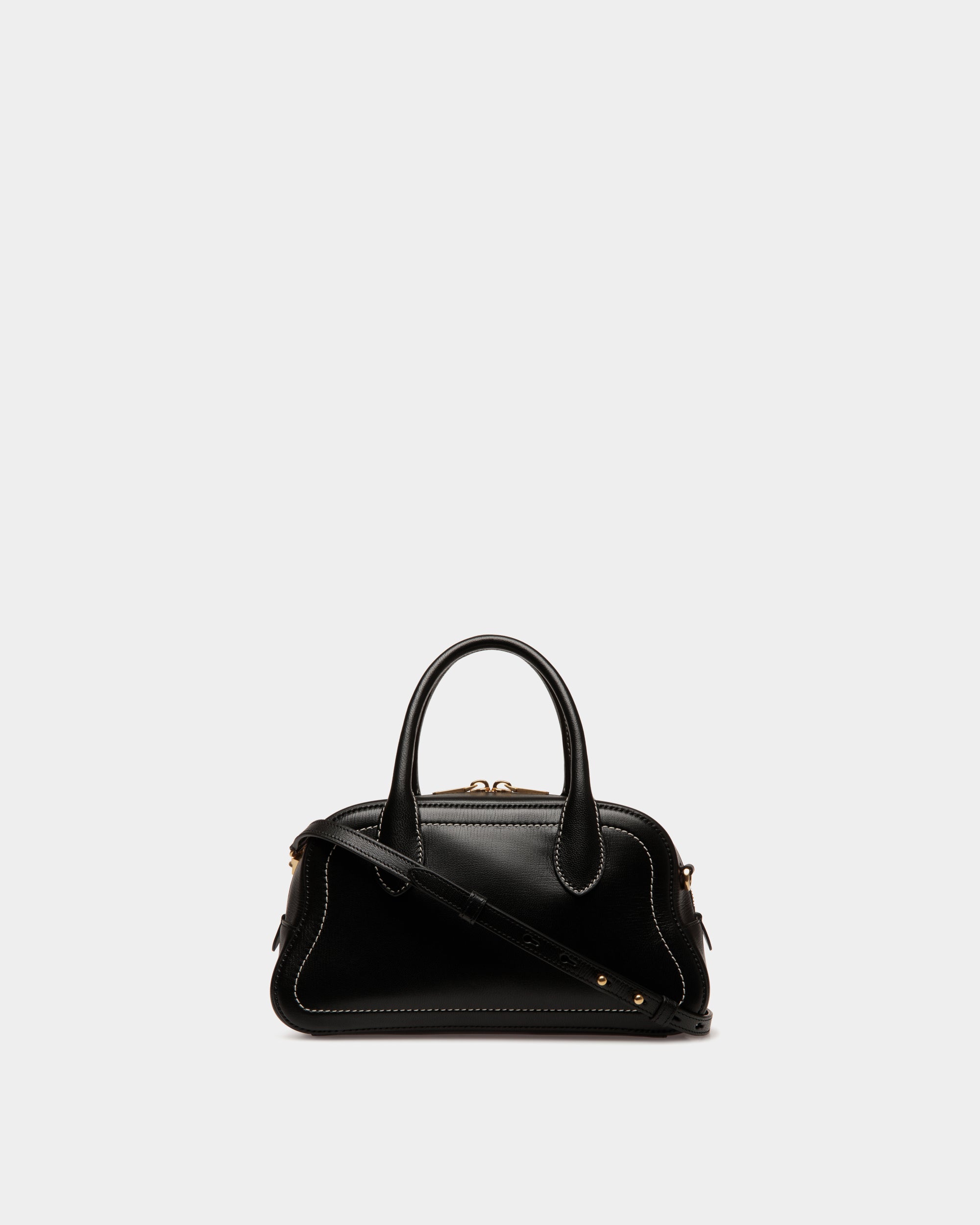Bally Unda Top Handle Bag in Grained Leather-in-Black-2-Bally Outlet