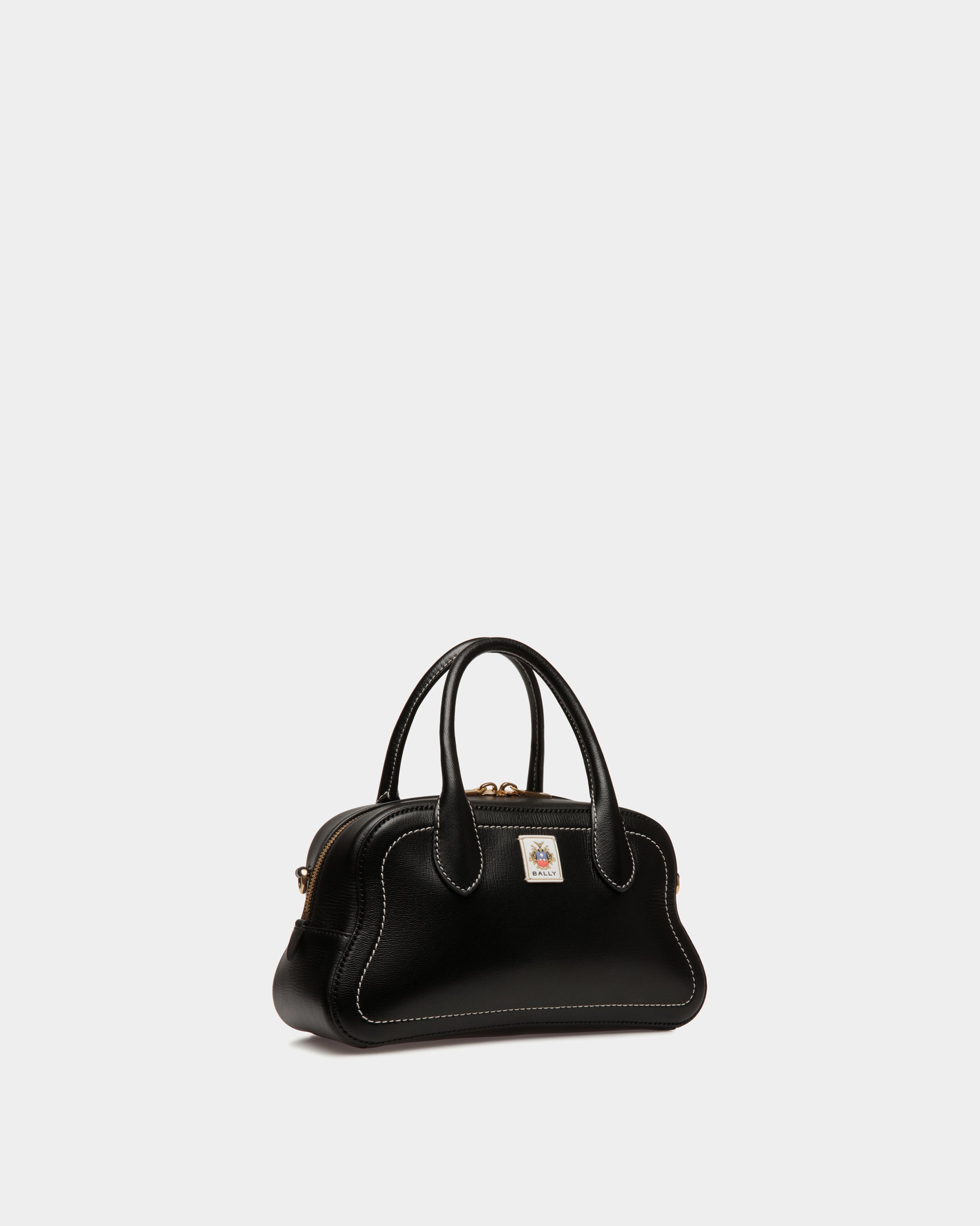 Bally Unda Top Handle Bag in Grained Leather-in-Black-3-Bally Outlet