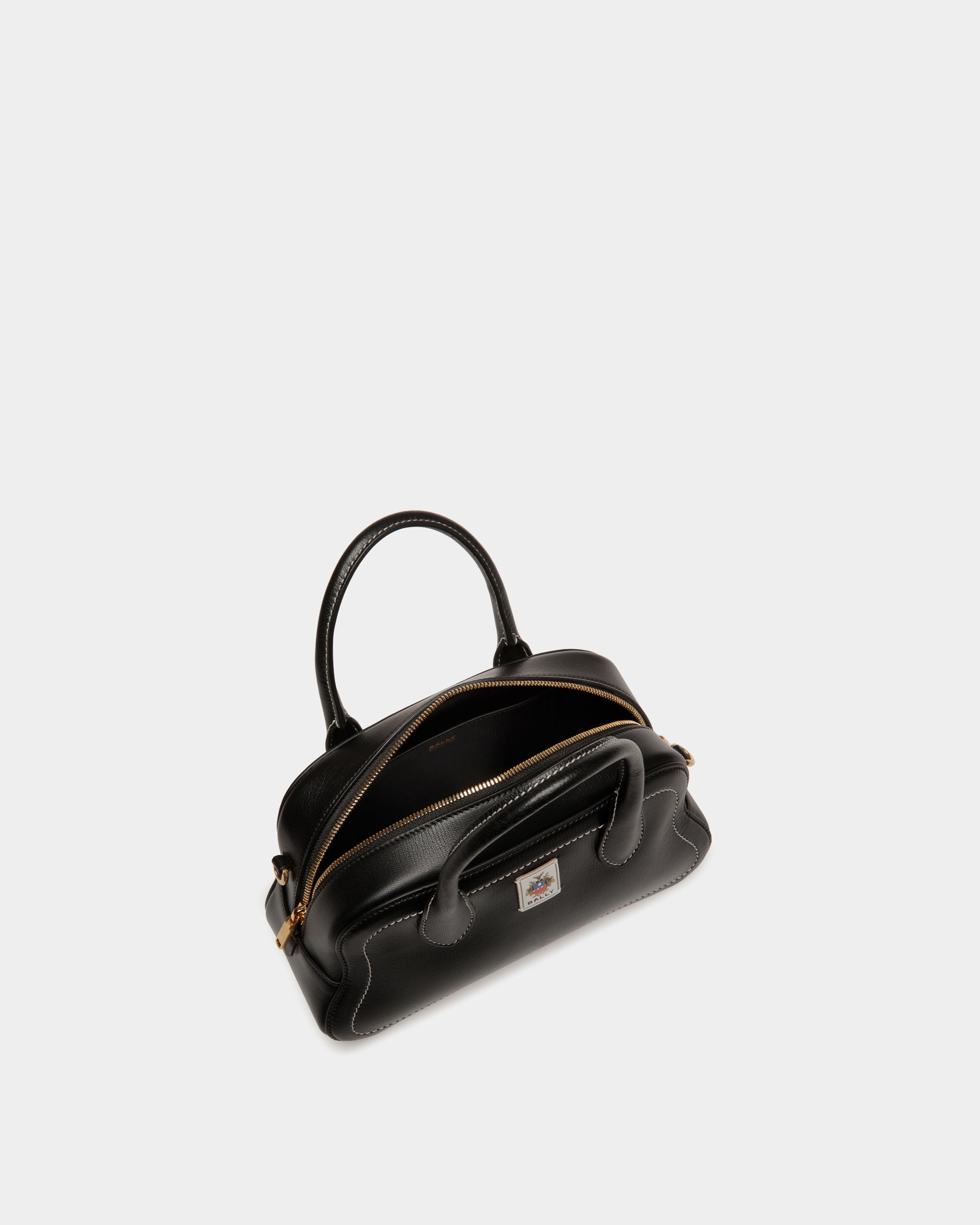 Bally Unda Top Handle Bag in Grained Leather-in-Black-4-Bally Outlet