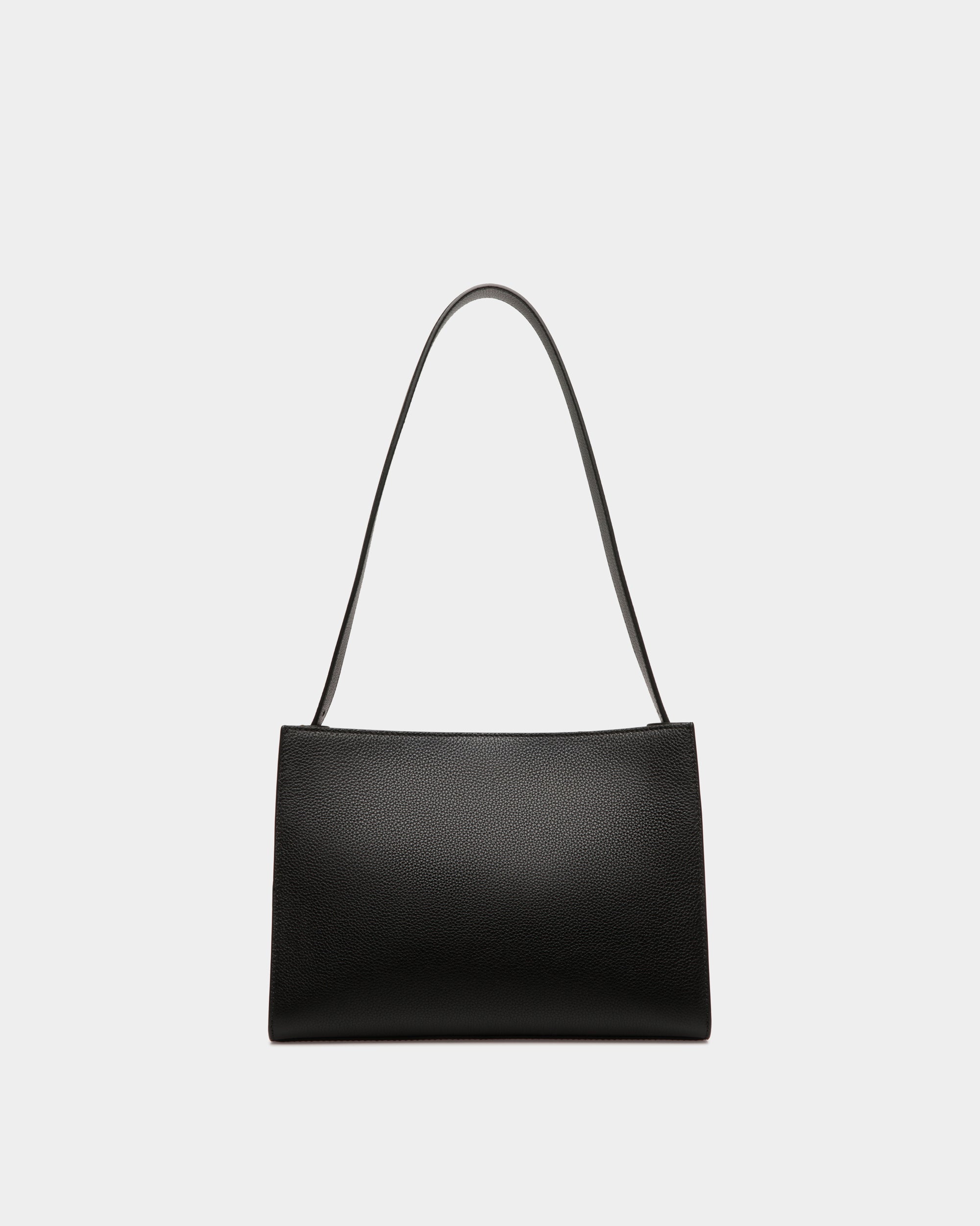 Bally Lock Me Shoulder Bag in Black Grained Leather-in-Black-2-Bally Outlet