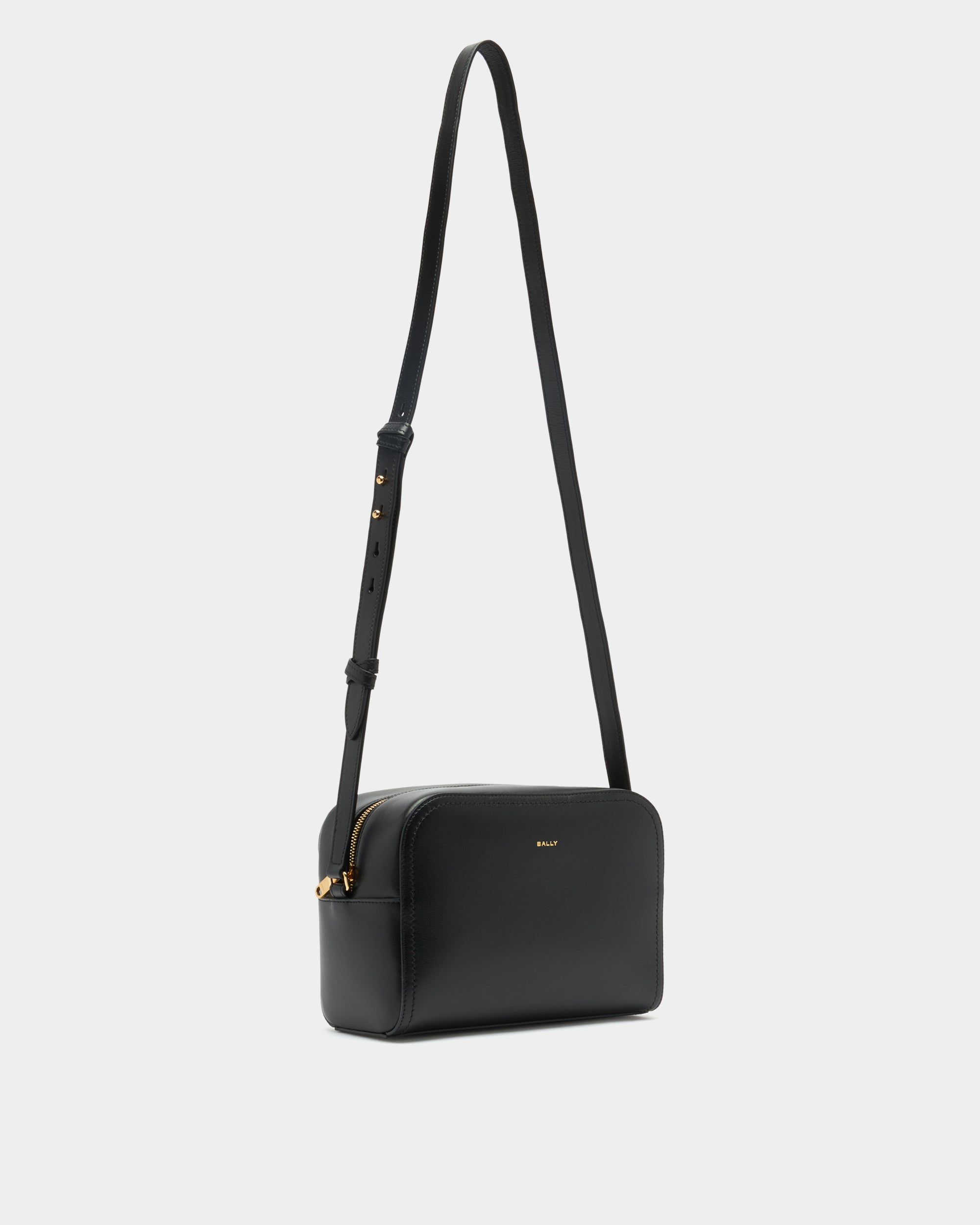 Bally Easy Bally Crossbody Bag in Black Leather-in-Black-3-Bally Outlet