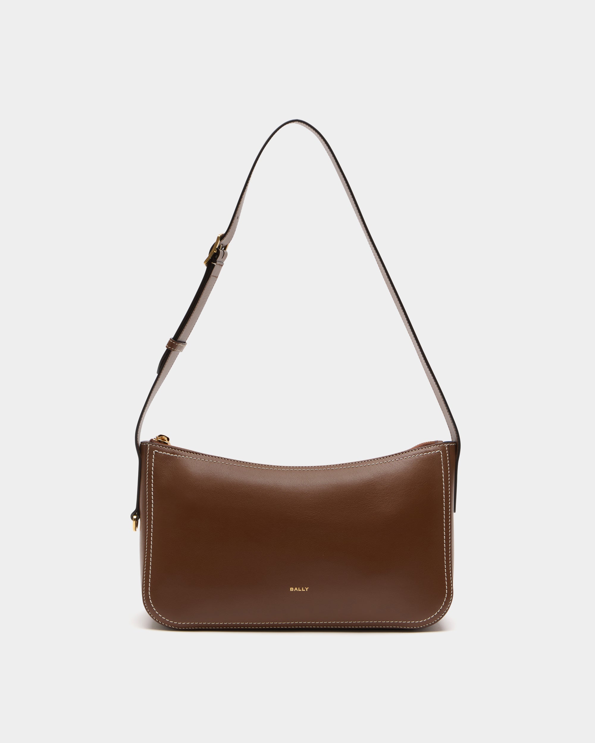 Bally Easy Bally Shoulder Bag in Brown Leather-in-Brown-1-Bally Outlet