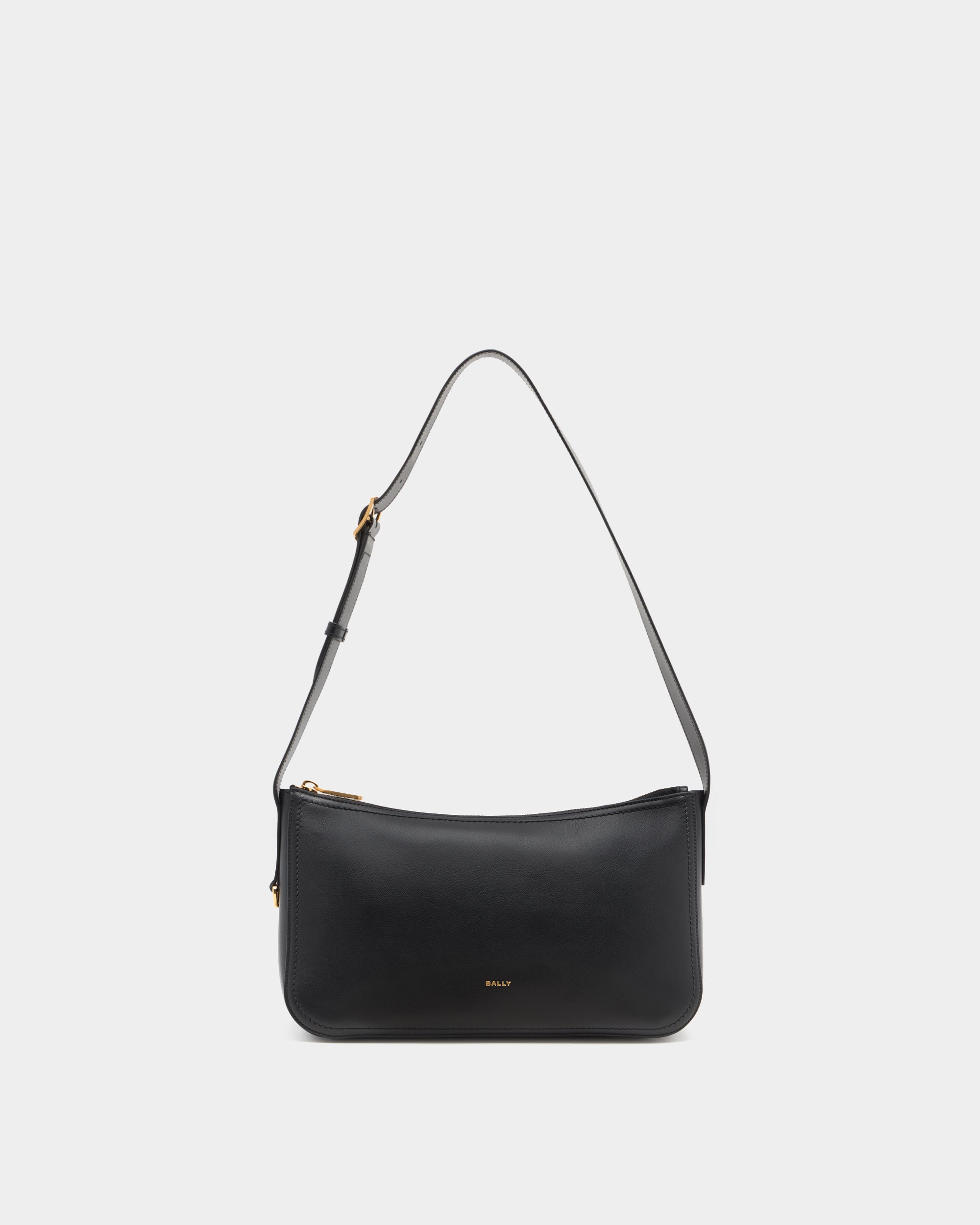 Bally Easy Bally Shoulder Bag in Black Leather-in-Black-1-Bally Outlet