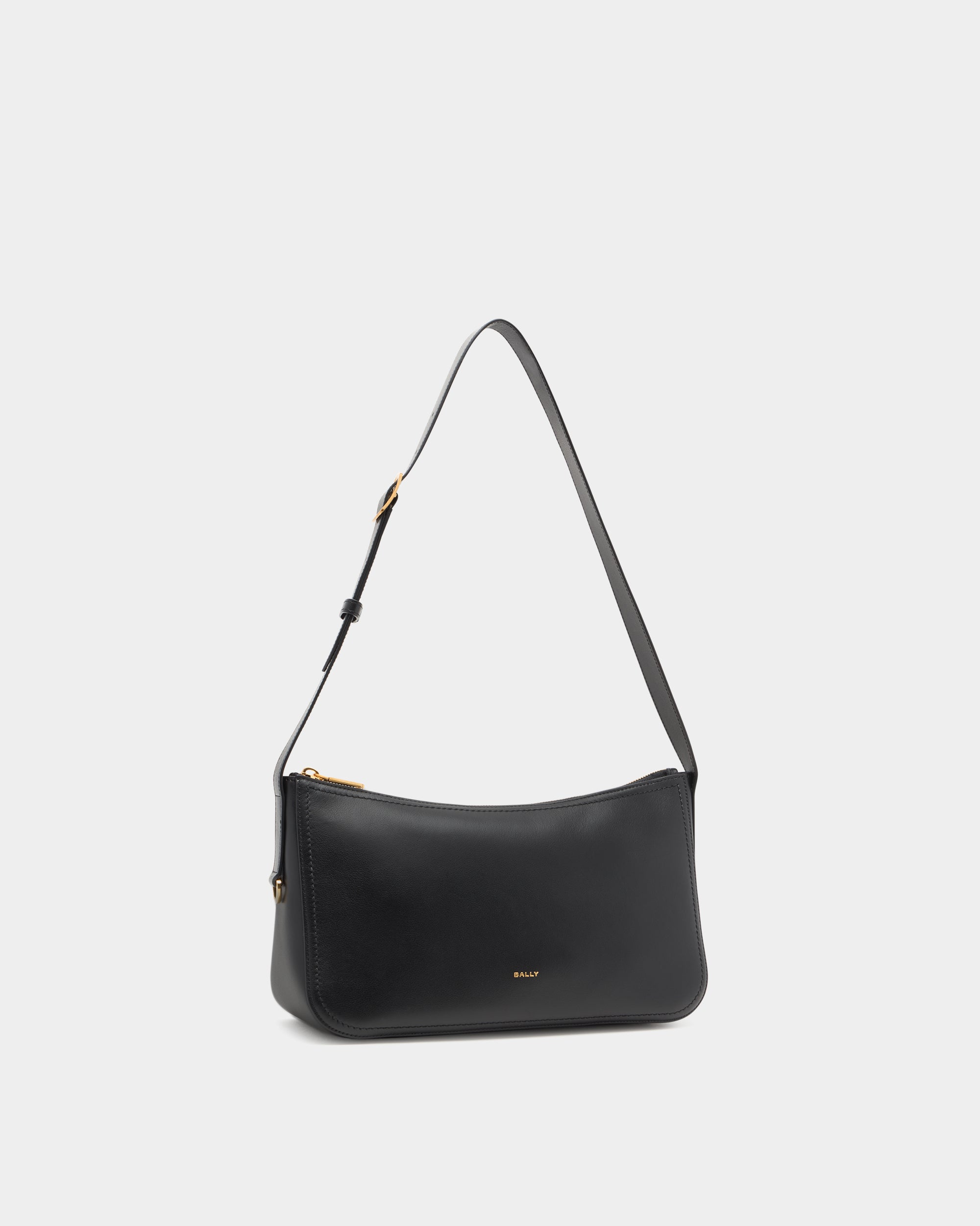 Bally Easy Bally Shoulder Bag in Black Leather-in-Black-3-Bally Outlet