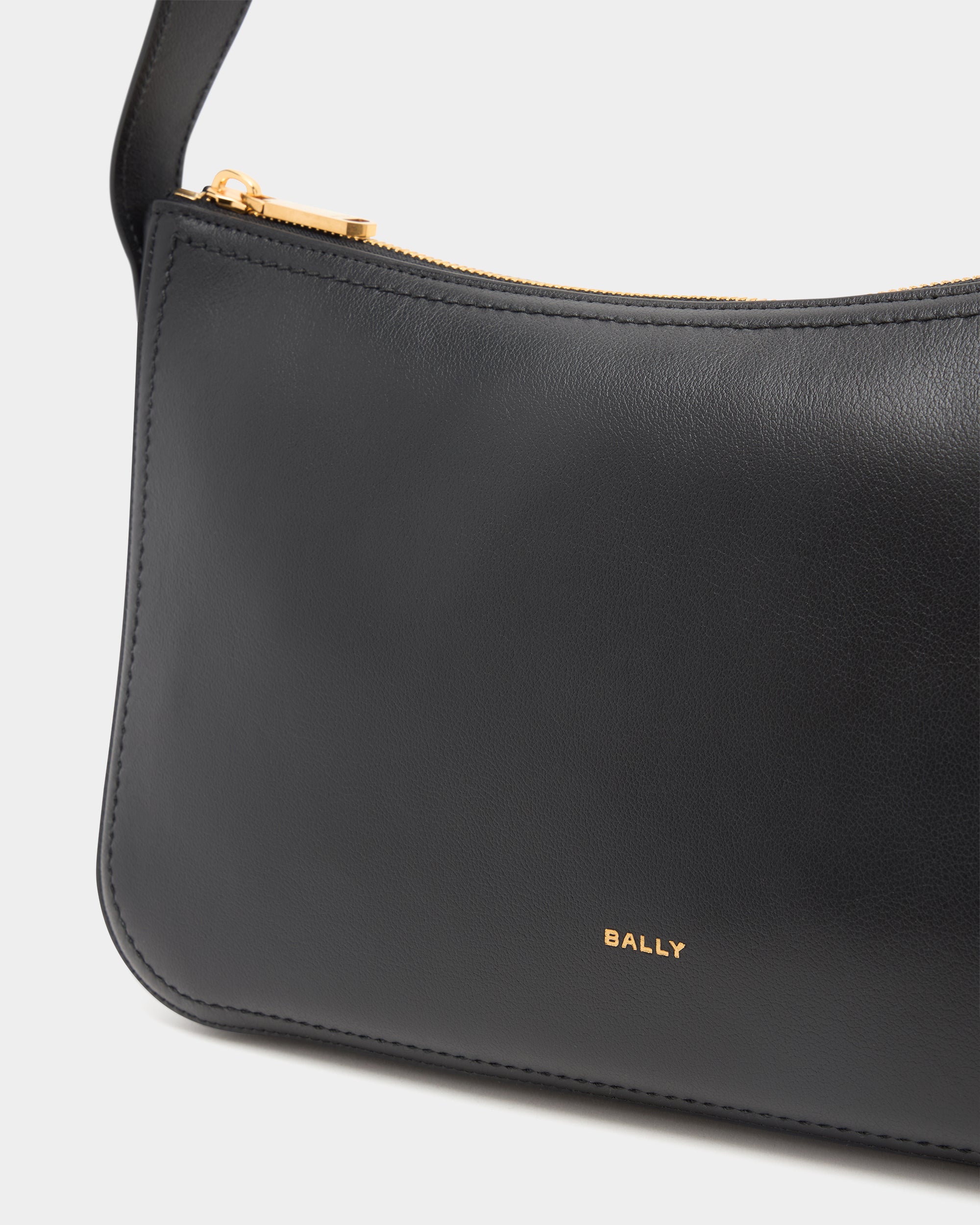 Bally Easy Bally Shoulder Bag in Black Leather-in-Black-5-Bally Outlet