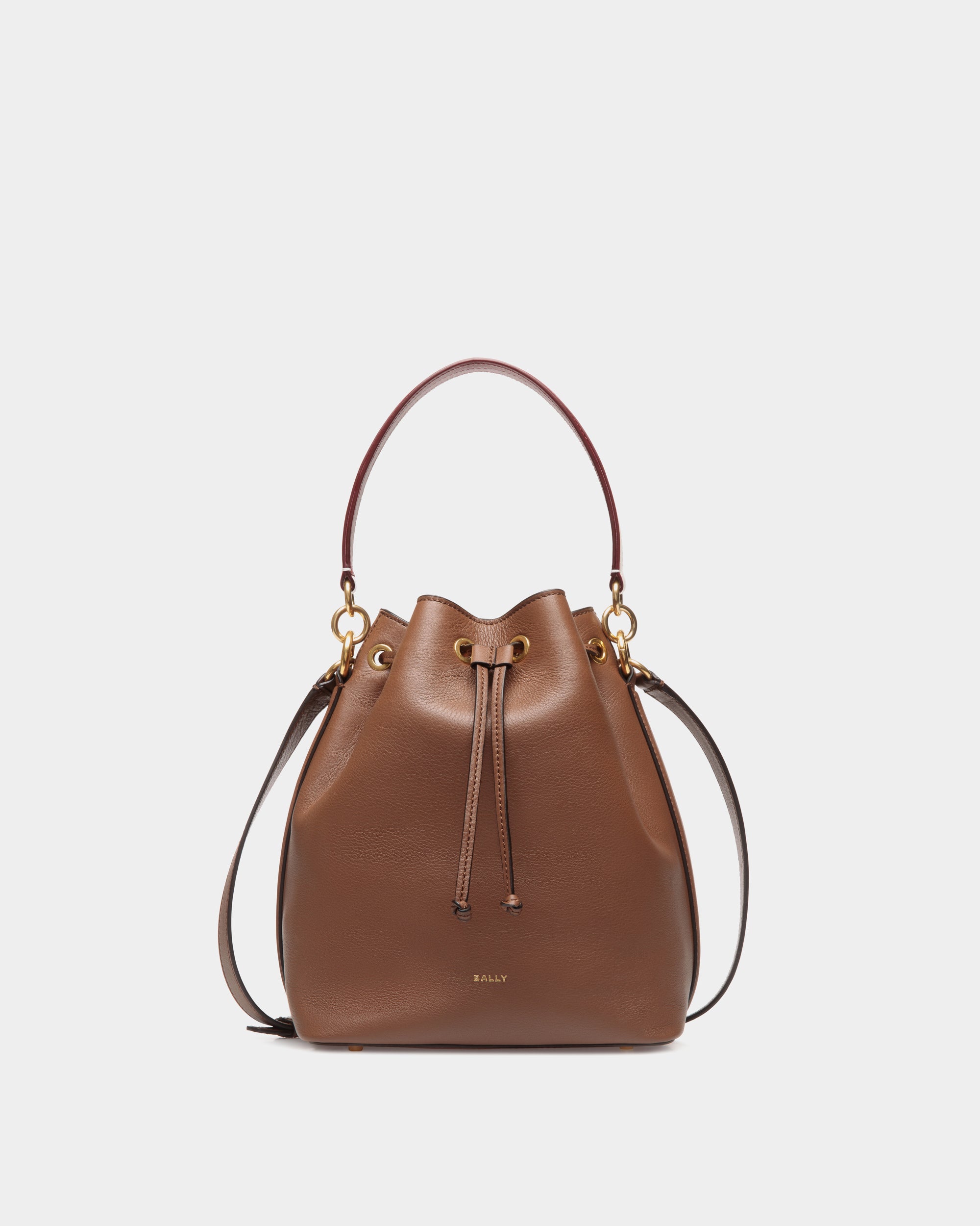 Bally Code Bucket Bag in Leather-in-Brown-1-Bally Outlet