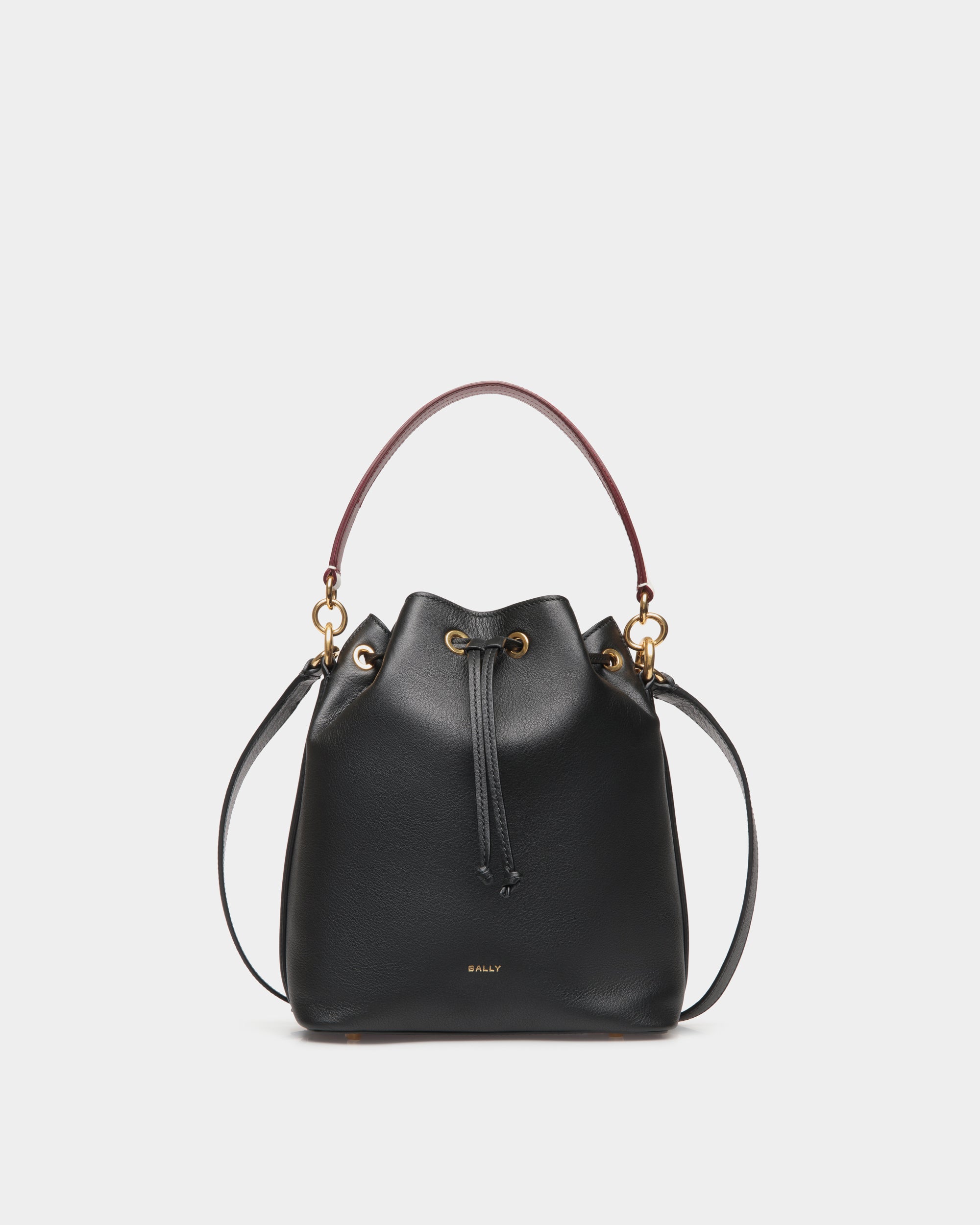 Bally Code Bucket Grained Leather Bag-in-Black-1-Bally Outlet