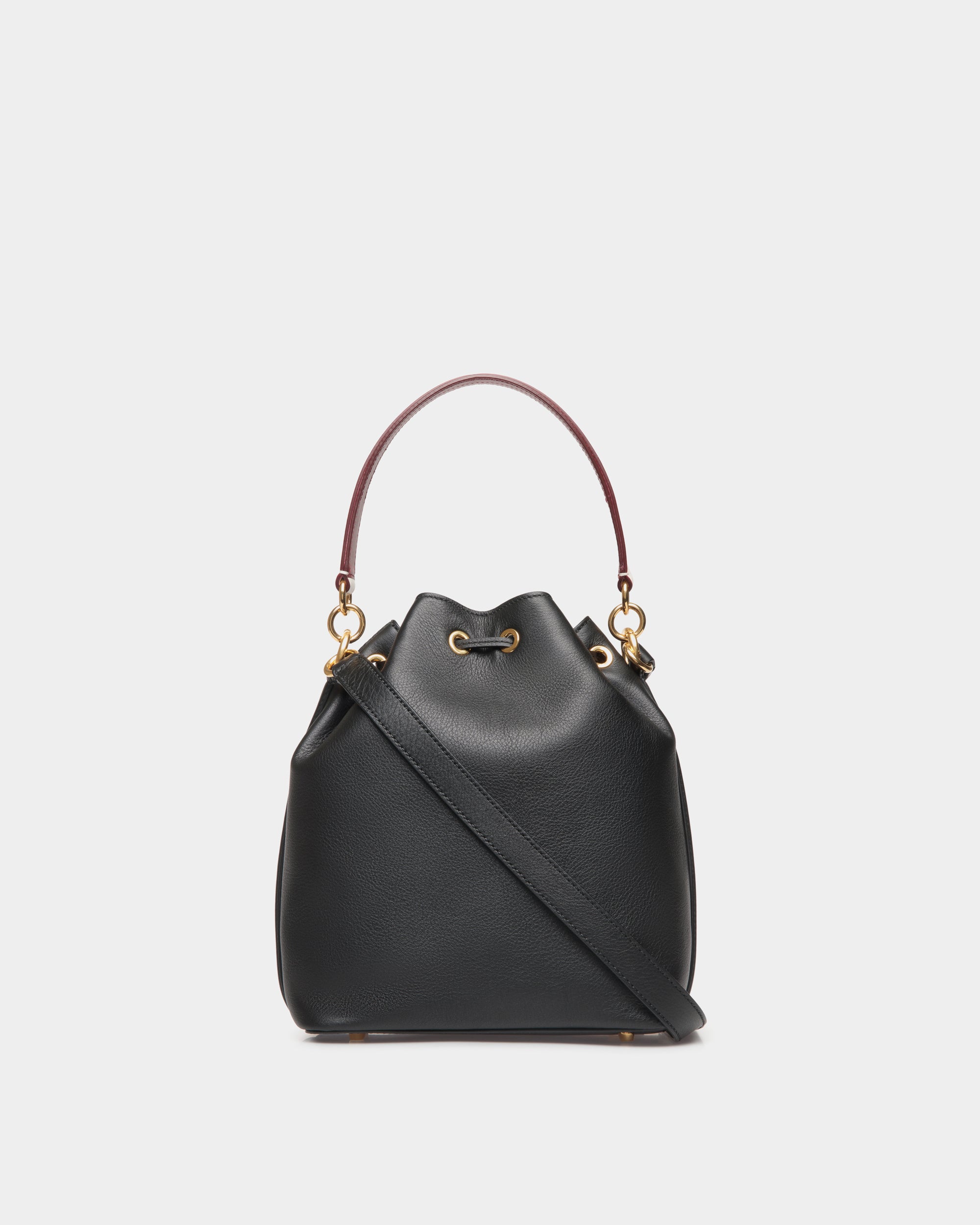 Bally Code Bucket Grained Leather Bag-in-Black-2-Bally Outlet