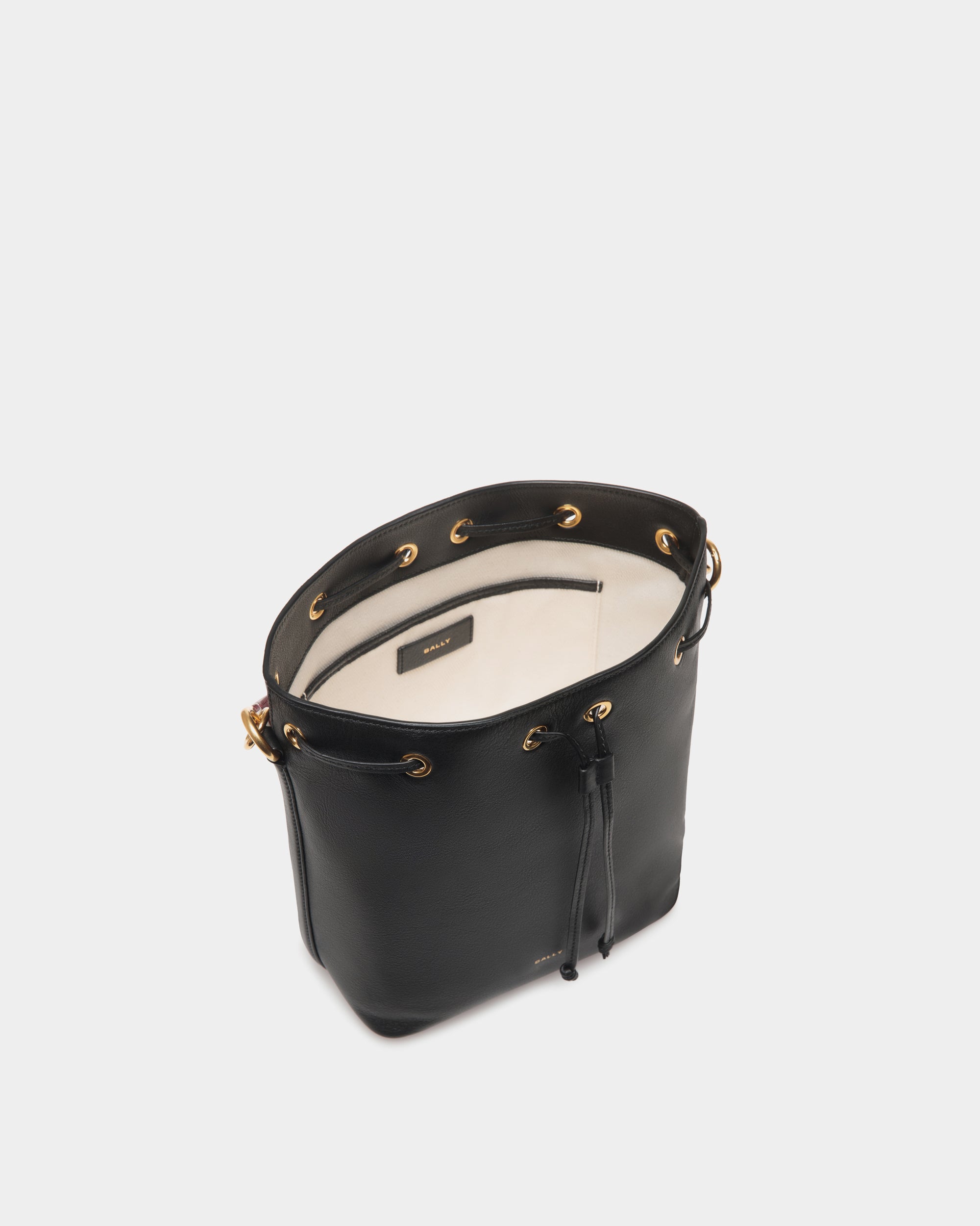 Bally Code Bucket Grained Leather Bag-in-Black-4-Bally Outlet