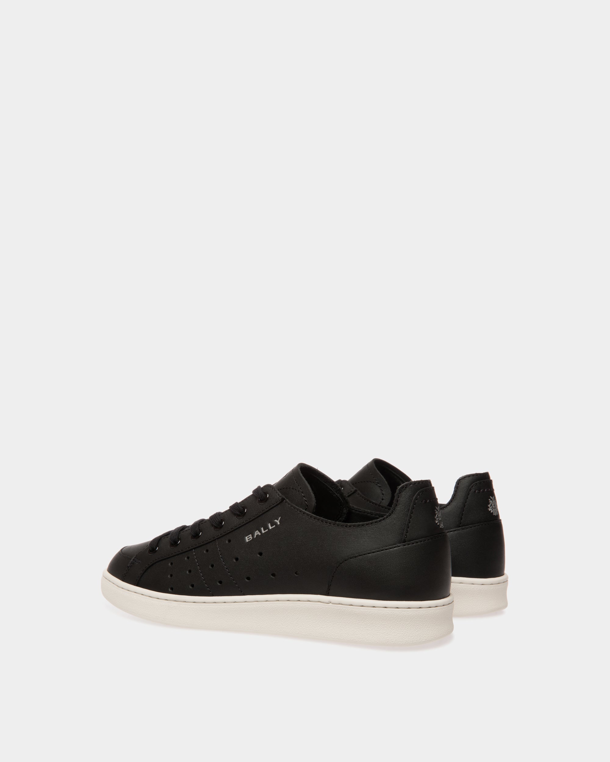 Bally Tennis Sneaker in Black Leather-in-Black-3-Bally Outlet