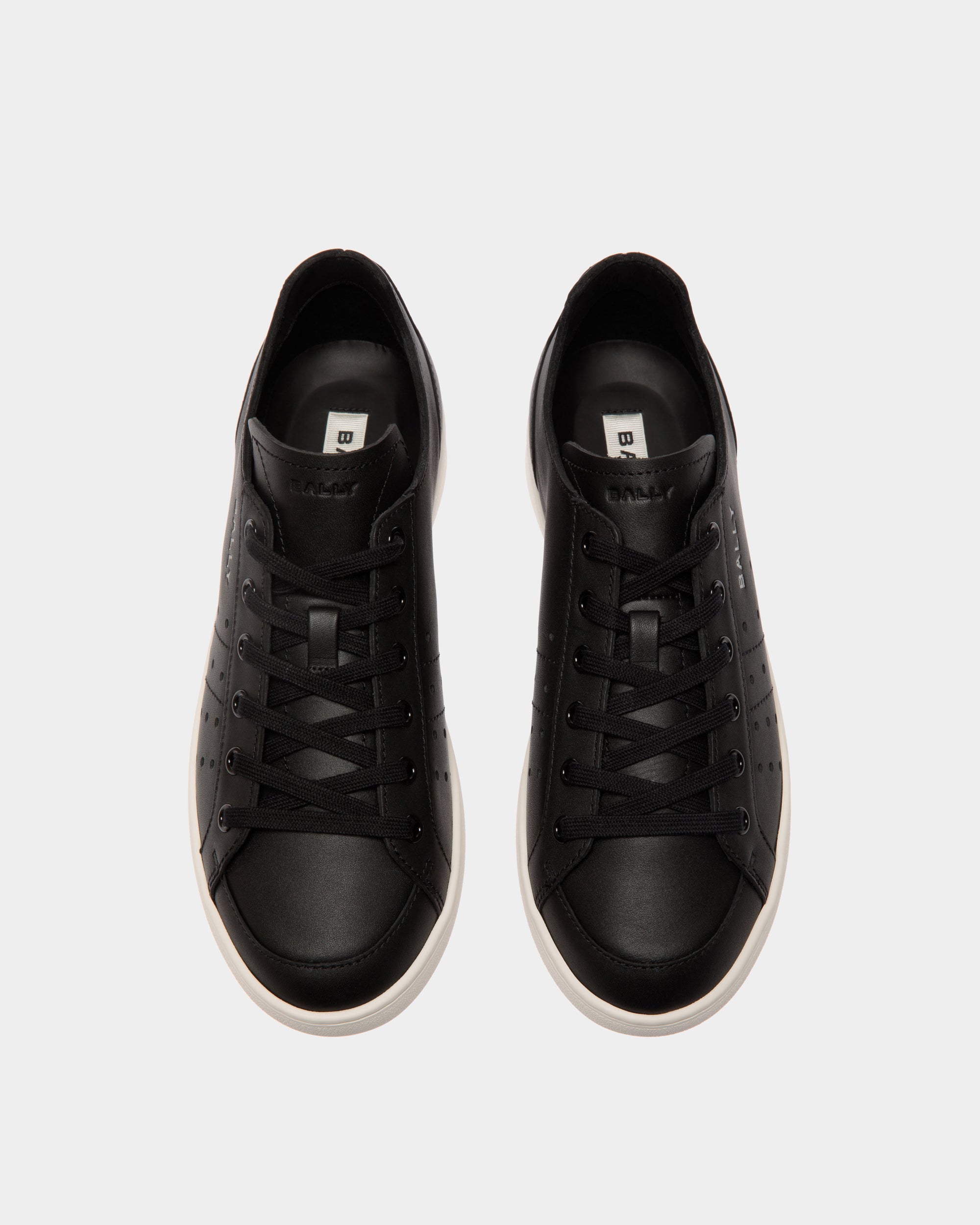Bally Tennis Sneaker in Black Leather-in-Black-4-Bally Outlet