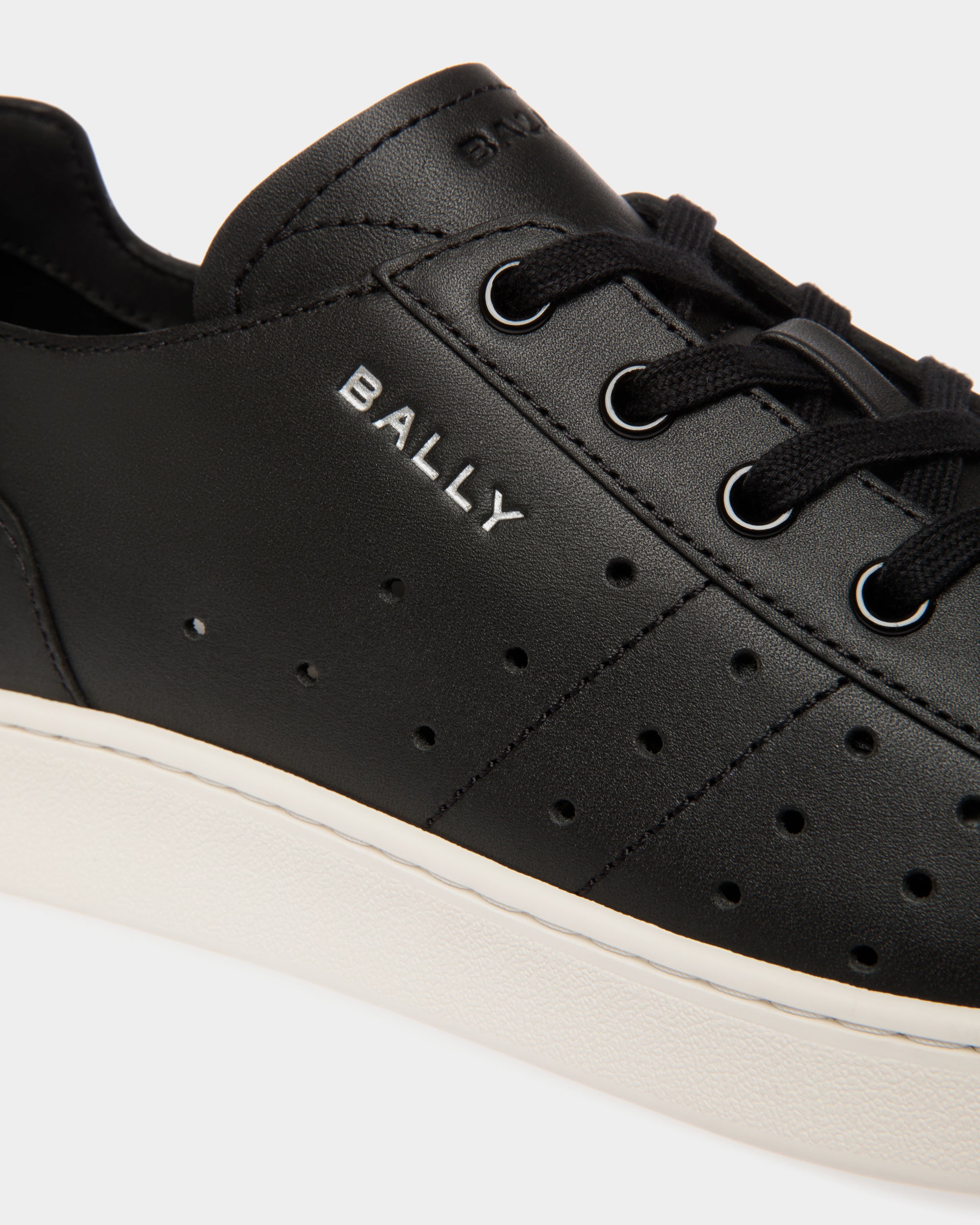 Bally Tennis Sneaker in Black Leather-in-Black-5-Bally Outlet