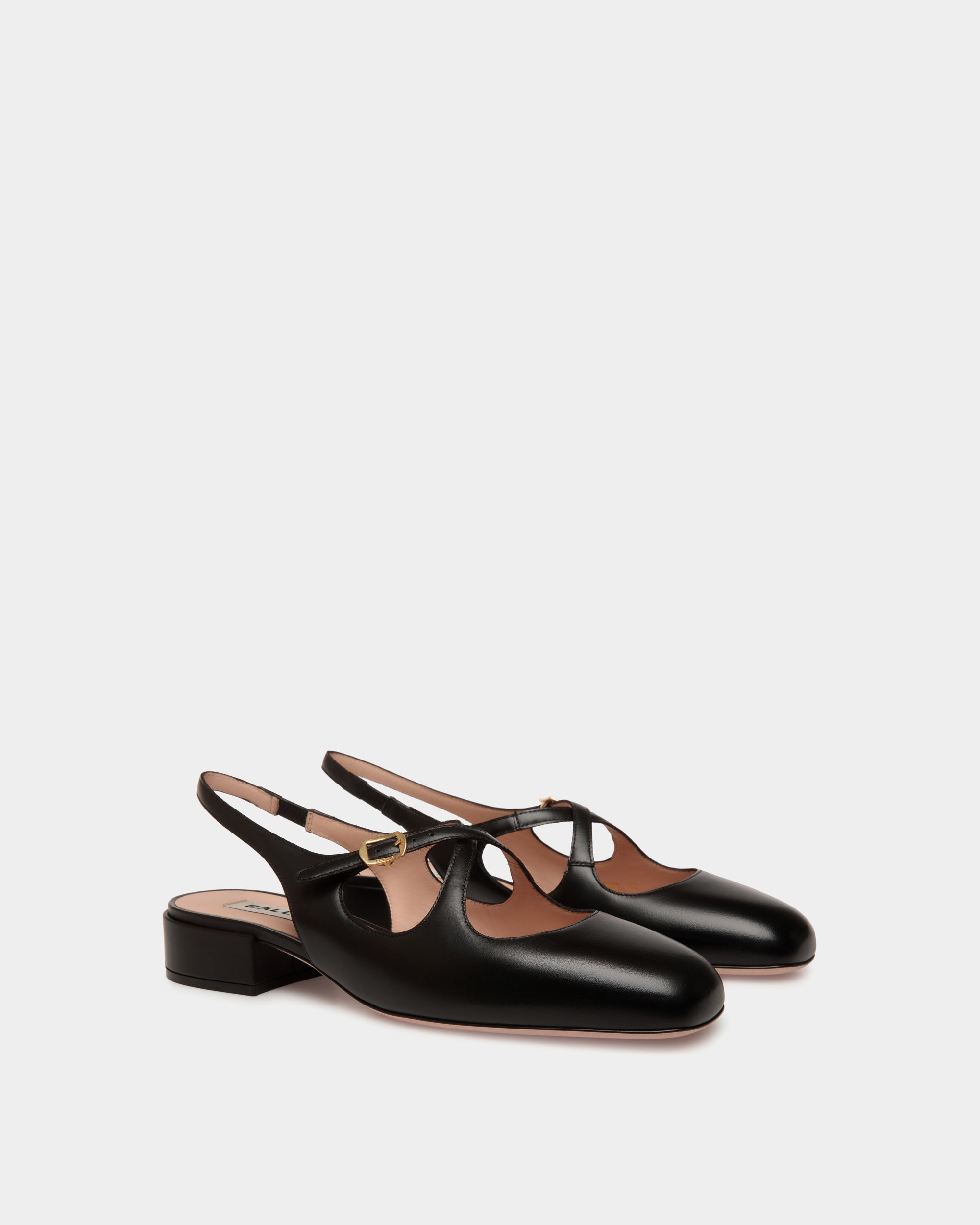 Bally Ballyrina Slingback Pump in Black Leather-in-Black-1-Bally Outlet