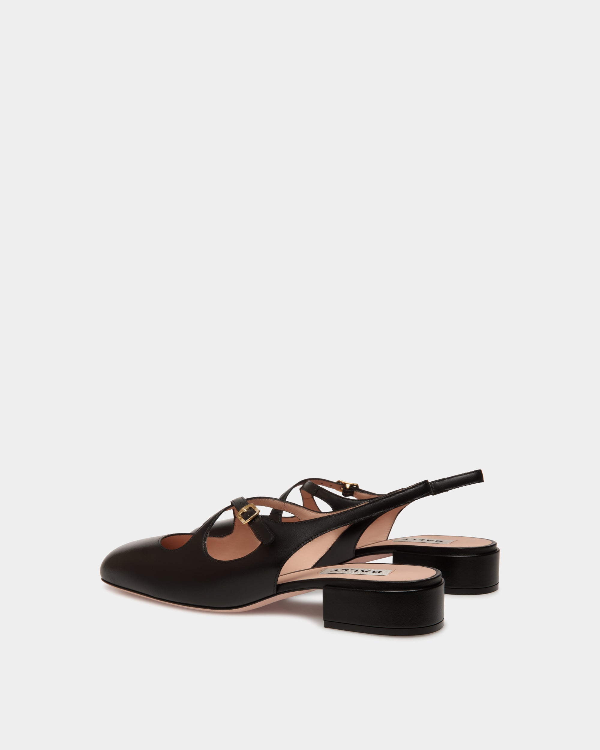 Bally Ballyrina Slingback Pump in Black Leather-in-Black-3-Bally Outlet