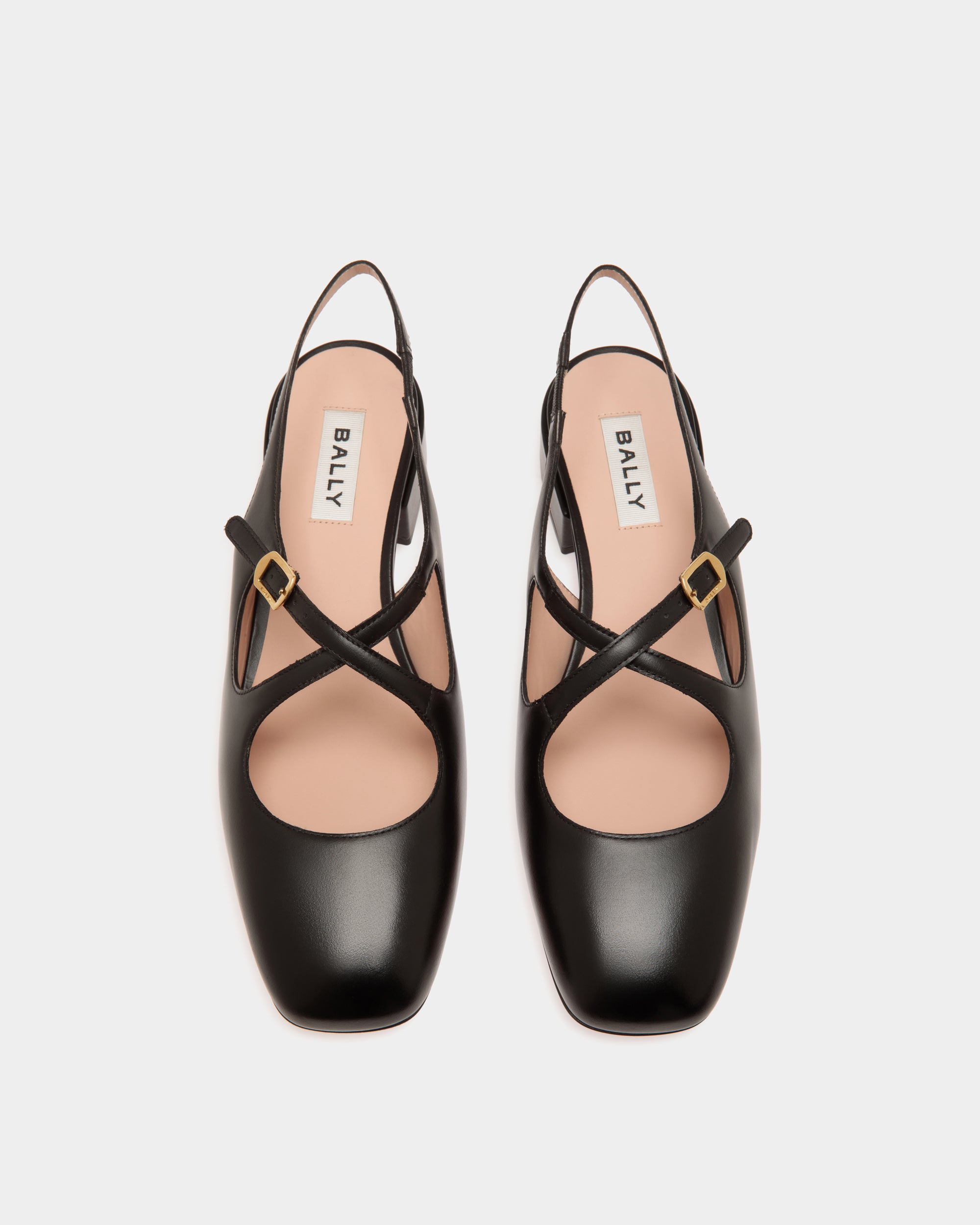 Bally Ballyrina Slingback Pump in Black Leather-in-Black-4-Bally Outlet