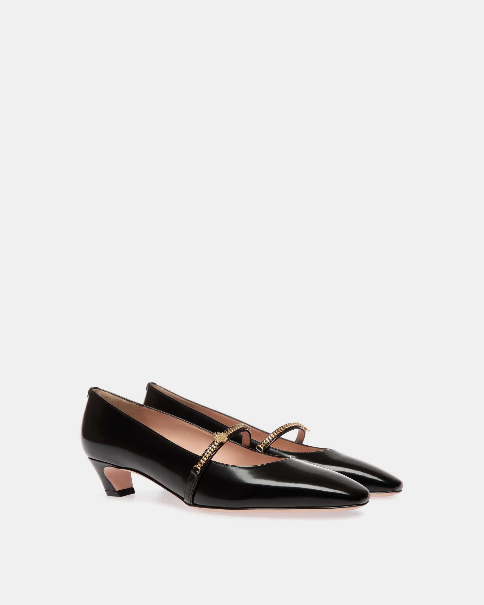 Bally Sylt Mary Jane Pump in Black Brushed Leather-in-Black-1-Bally Outlet
