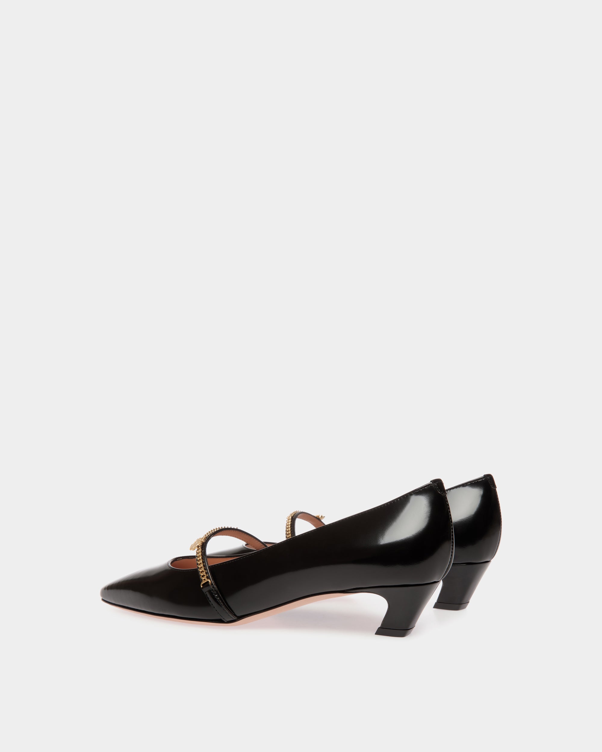 Bally Sylt Mary Jane Pump in Black Brushed Leather-in-Black-3-Bally Outlet