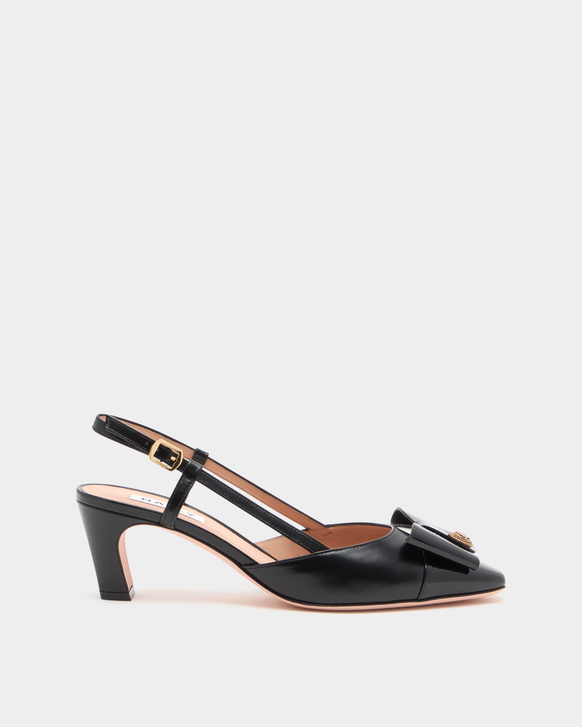 Bally B-Bow Slingback Pump in Black Leather-in-Black-2-Bally Outlet