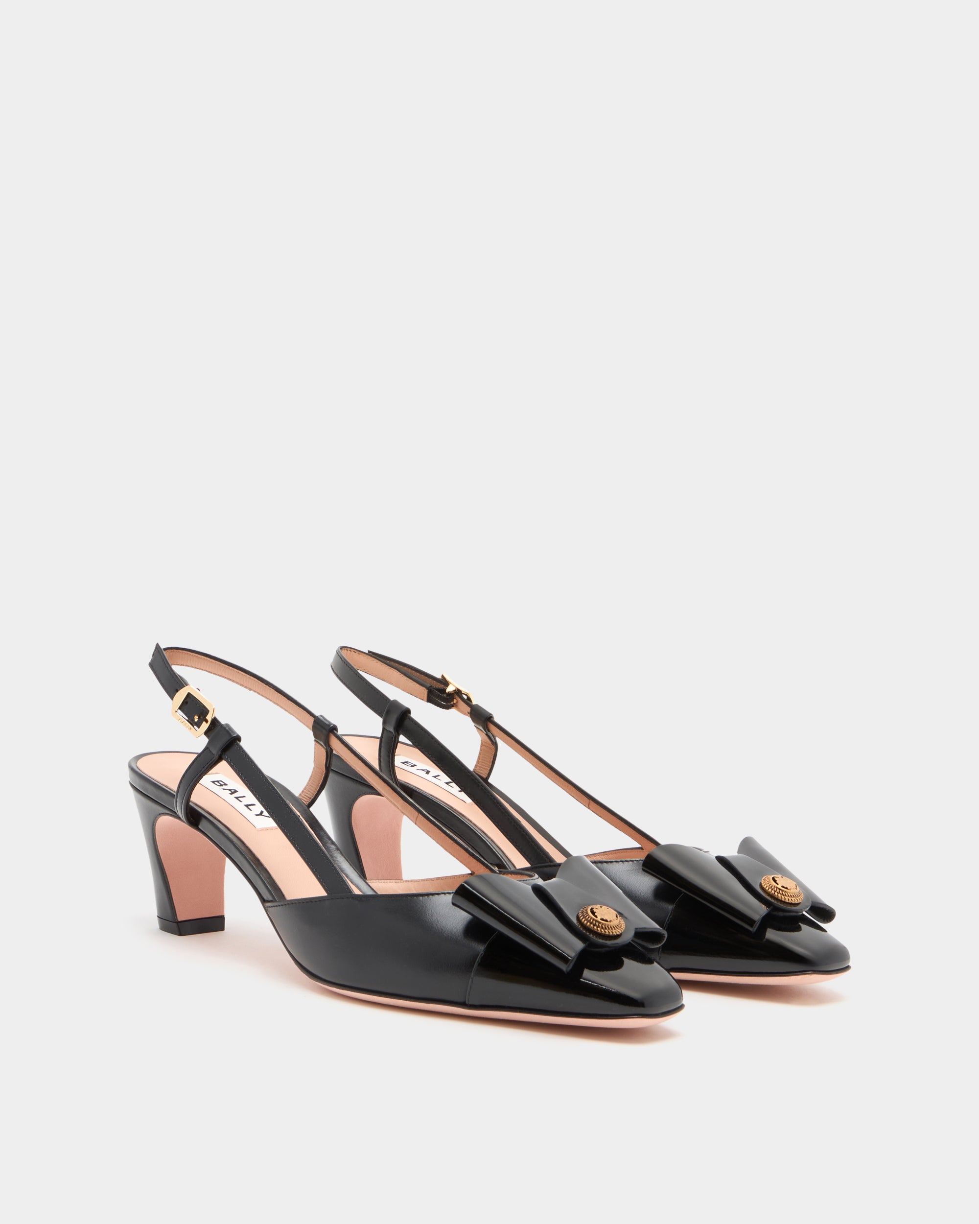 Bally B-Bow Slingback Pump in Black Leather-in-Black-1-Bally Outlet