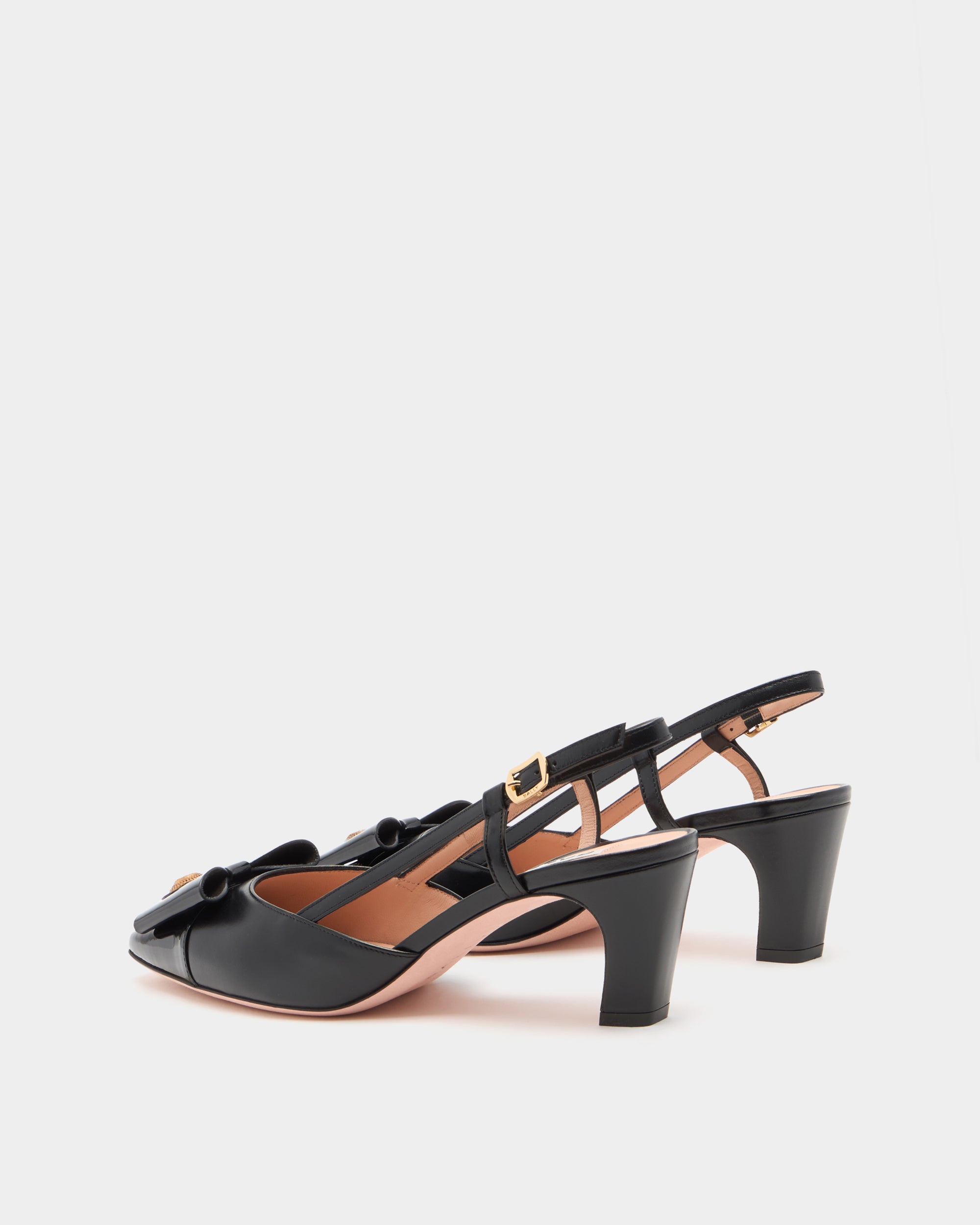 Bally B-Bow Slingback Pump in Black Leather-in-Black-3-Bally Outlet