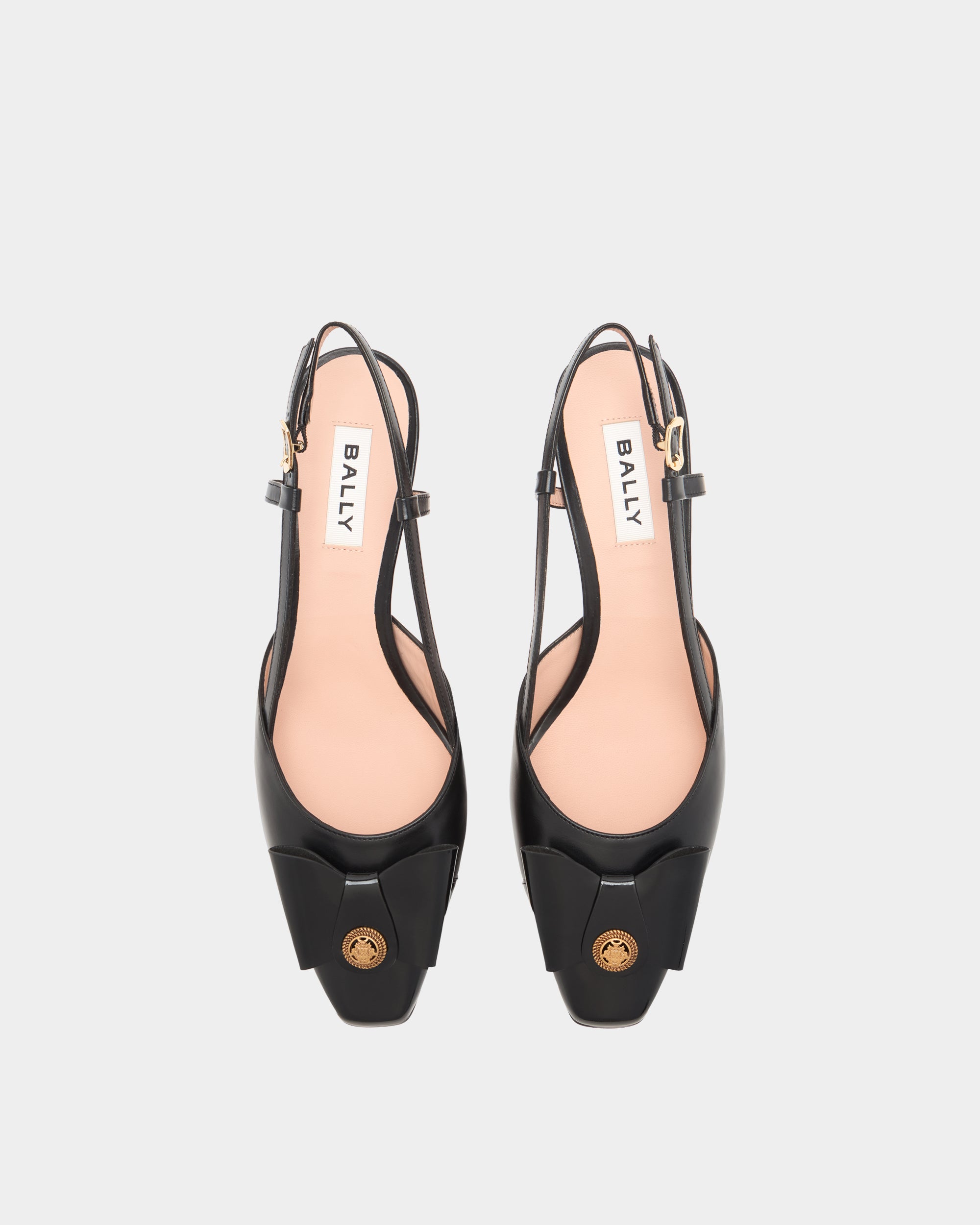Bally B-Bow Slingback Pump in Black Leather-in-Black-4-Bally Outlet