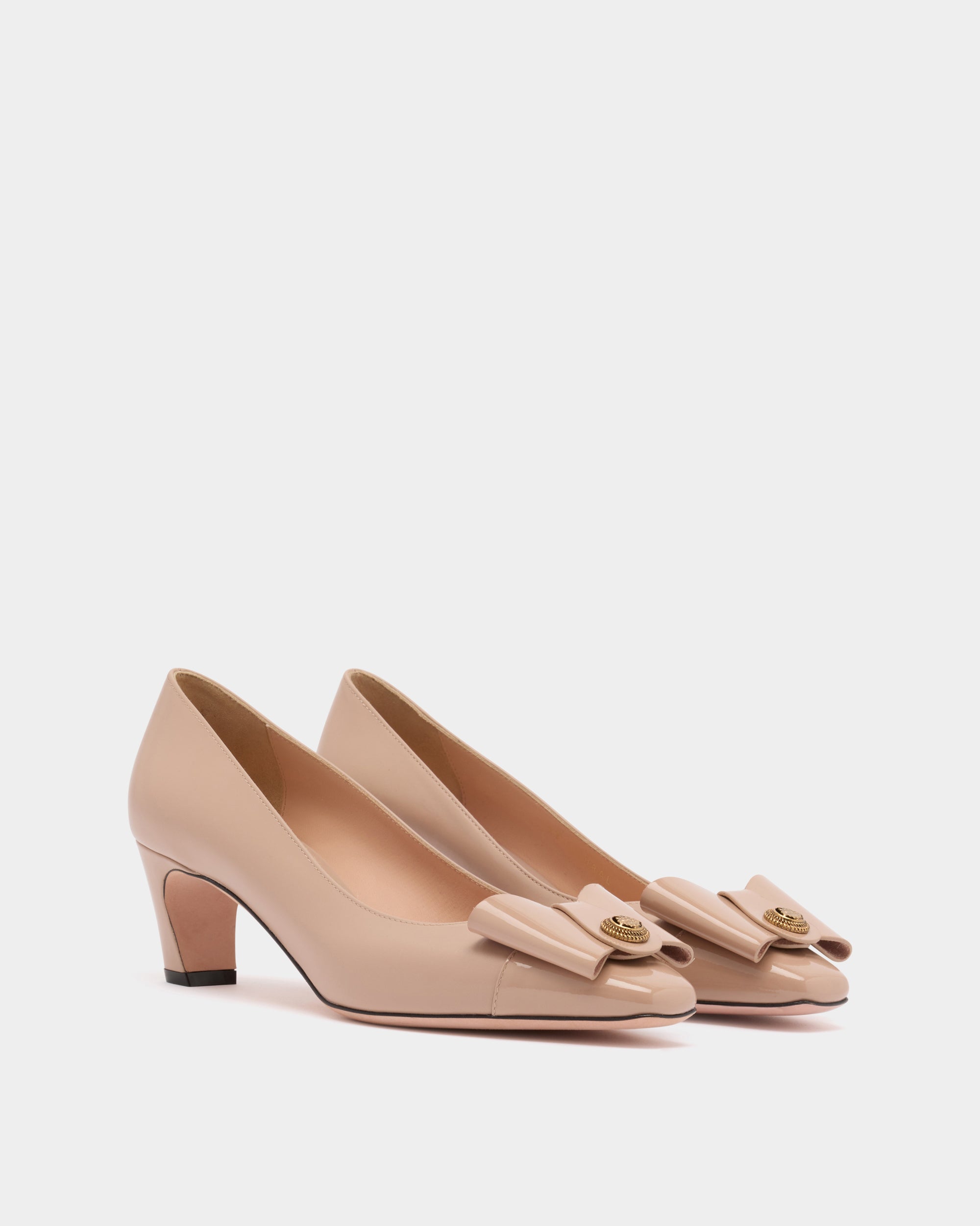 Bally B-Bow Pump in Light Beige Leather-in-Beige-1-Bally Outlet