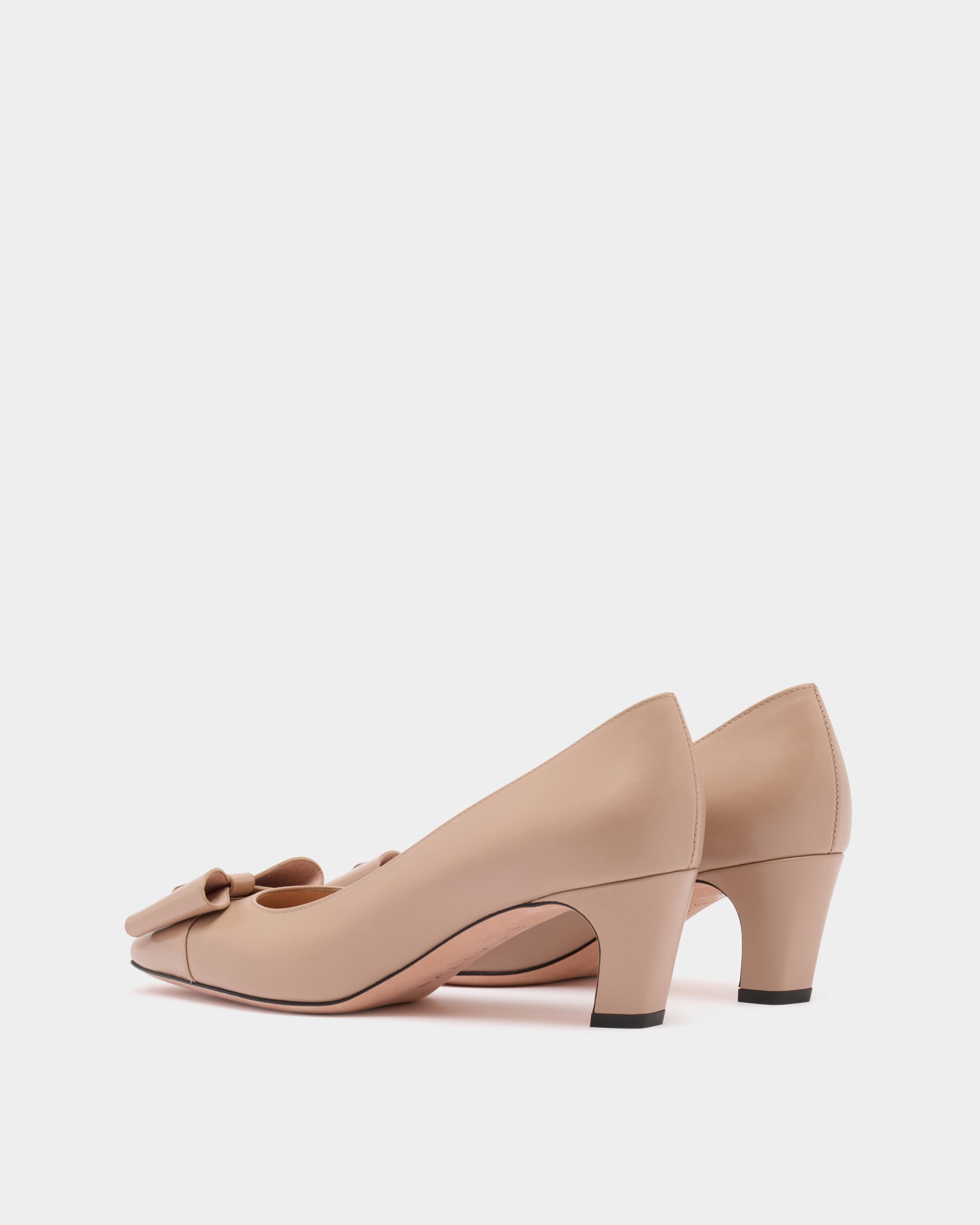 Bally B-Bow Pump in Light Beige Leather-in-Beige-3-Bally Outlet