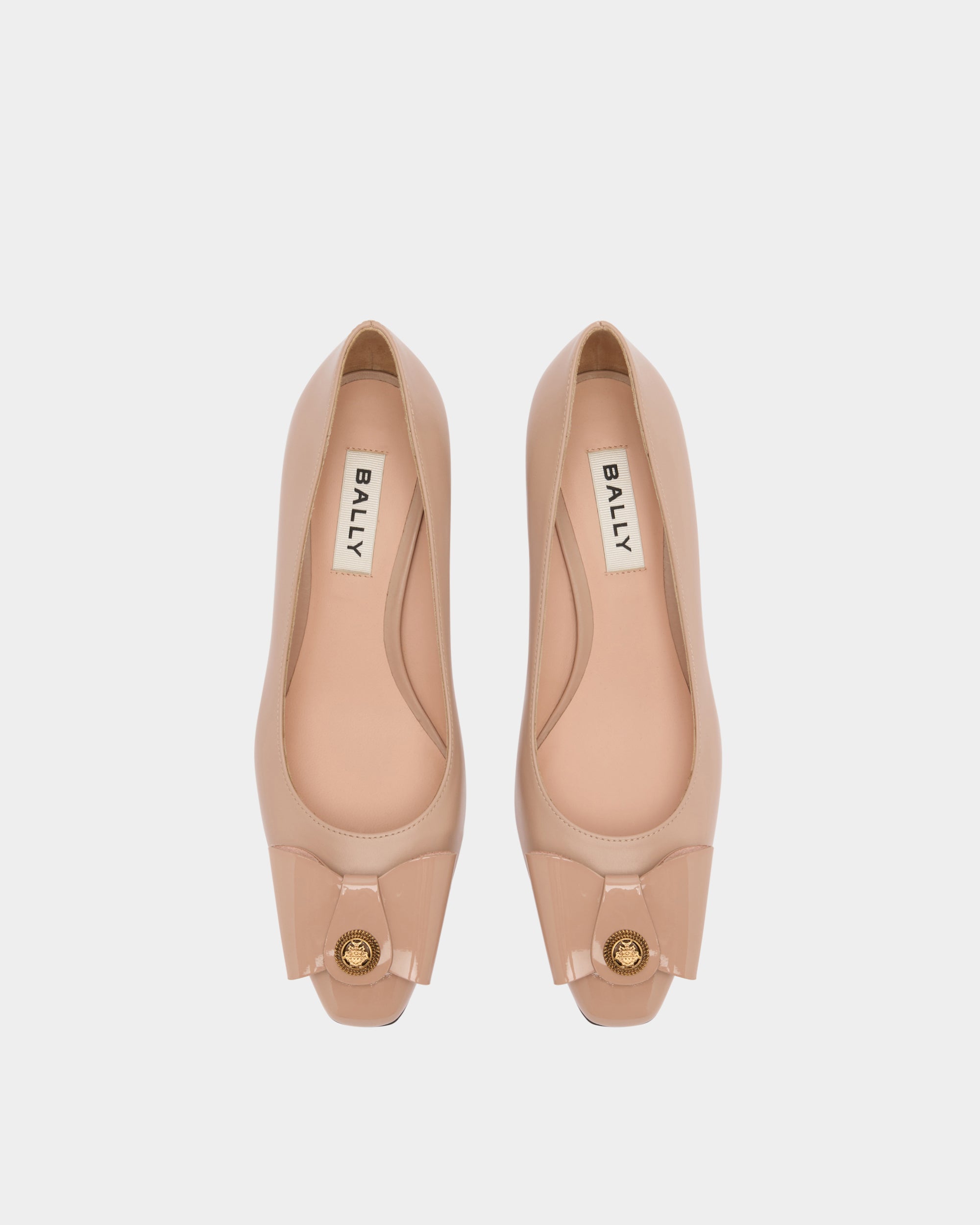 Bally B-Bow Pump in Light Beige Leather-in-Beige-4-Bally Outlet