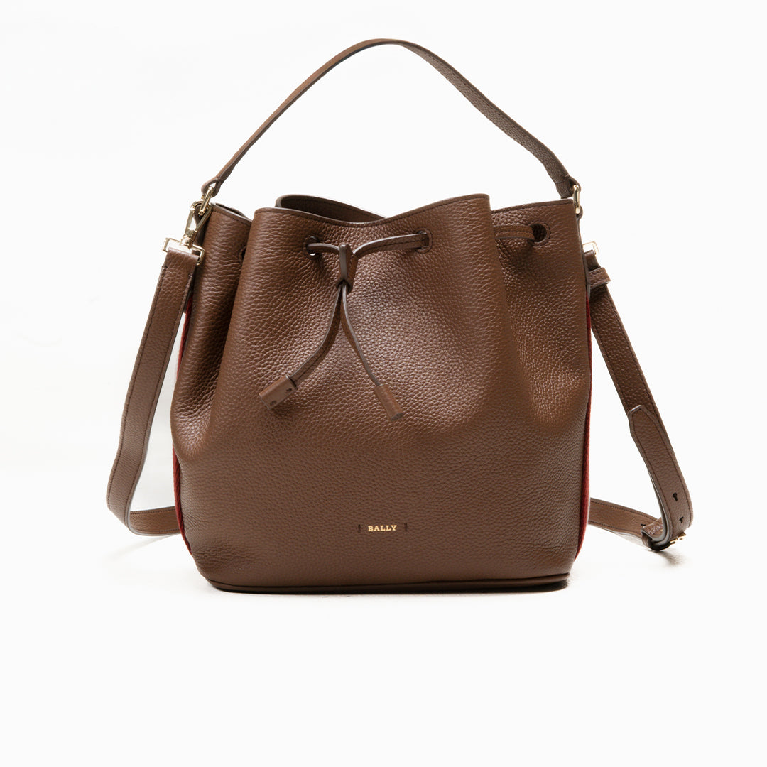 Bally Blyss Bucket Bag in Leather-in-Brown-1-Bally Outlet
