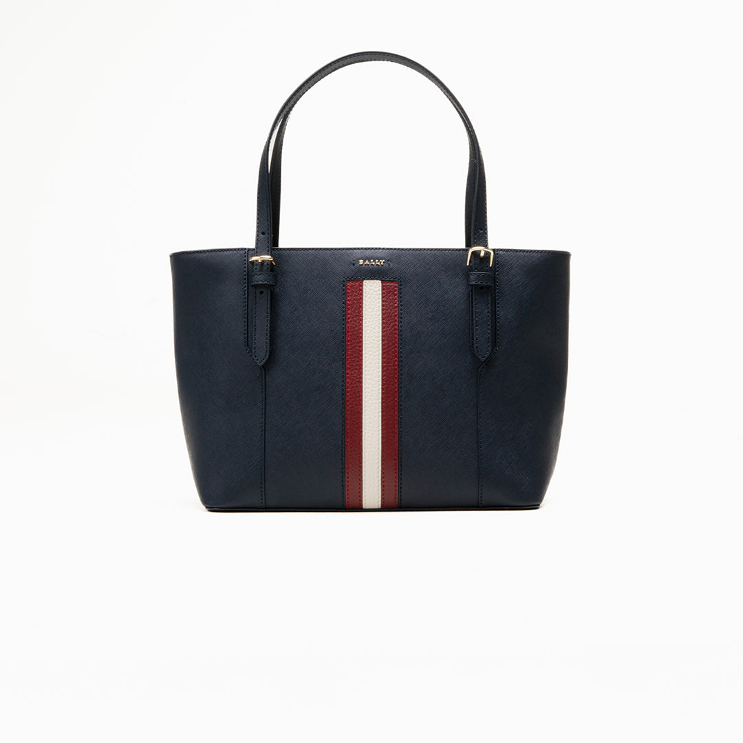 Bally Supra SM Totes in Leather-in-Navy-1-Bally Outlet