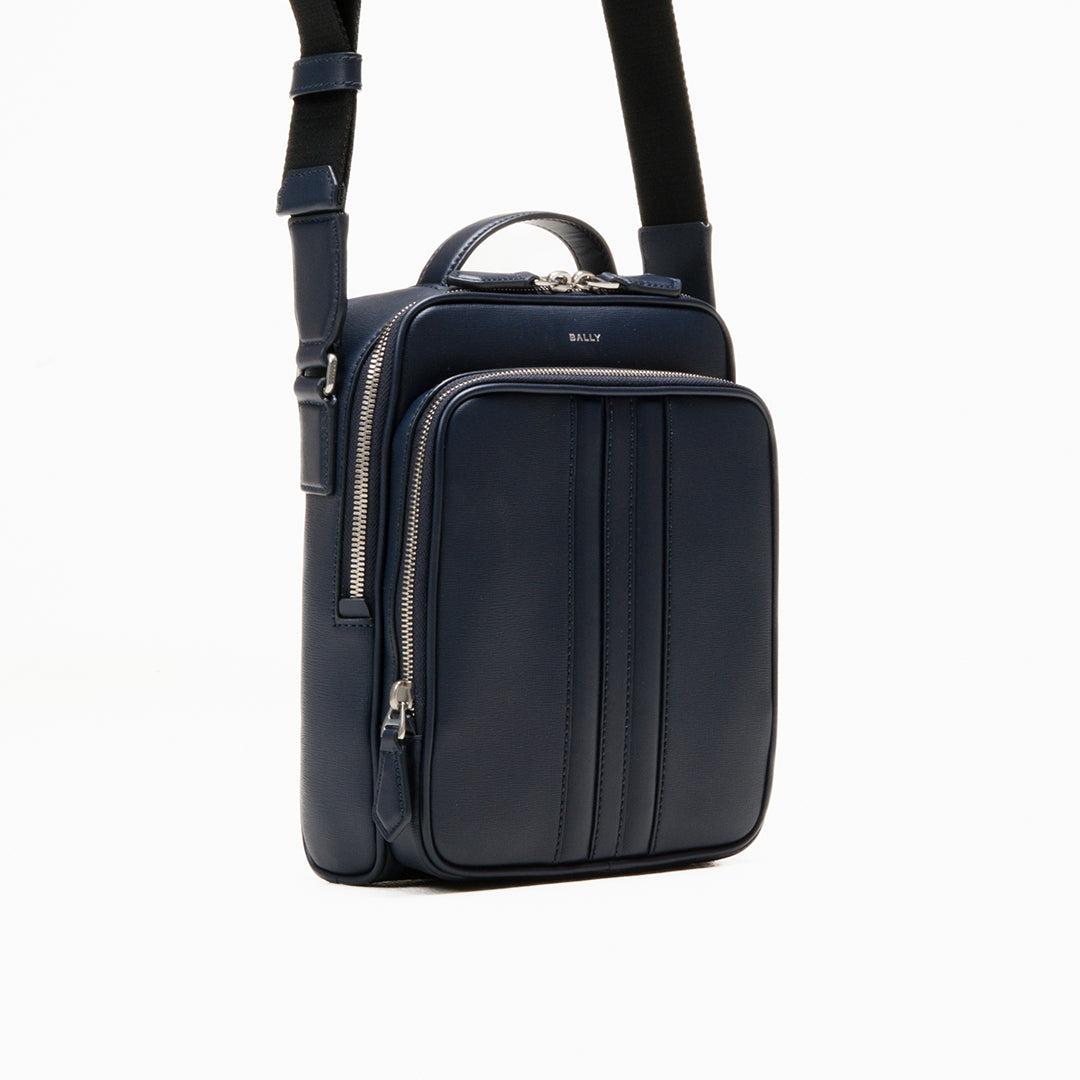 Bally Mythos Crossbody Bag in Recycled Leather-in-Navy-2-Bally Outlet