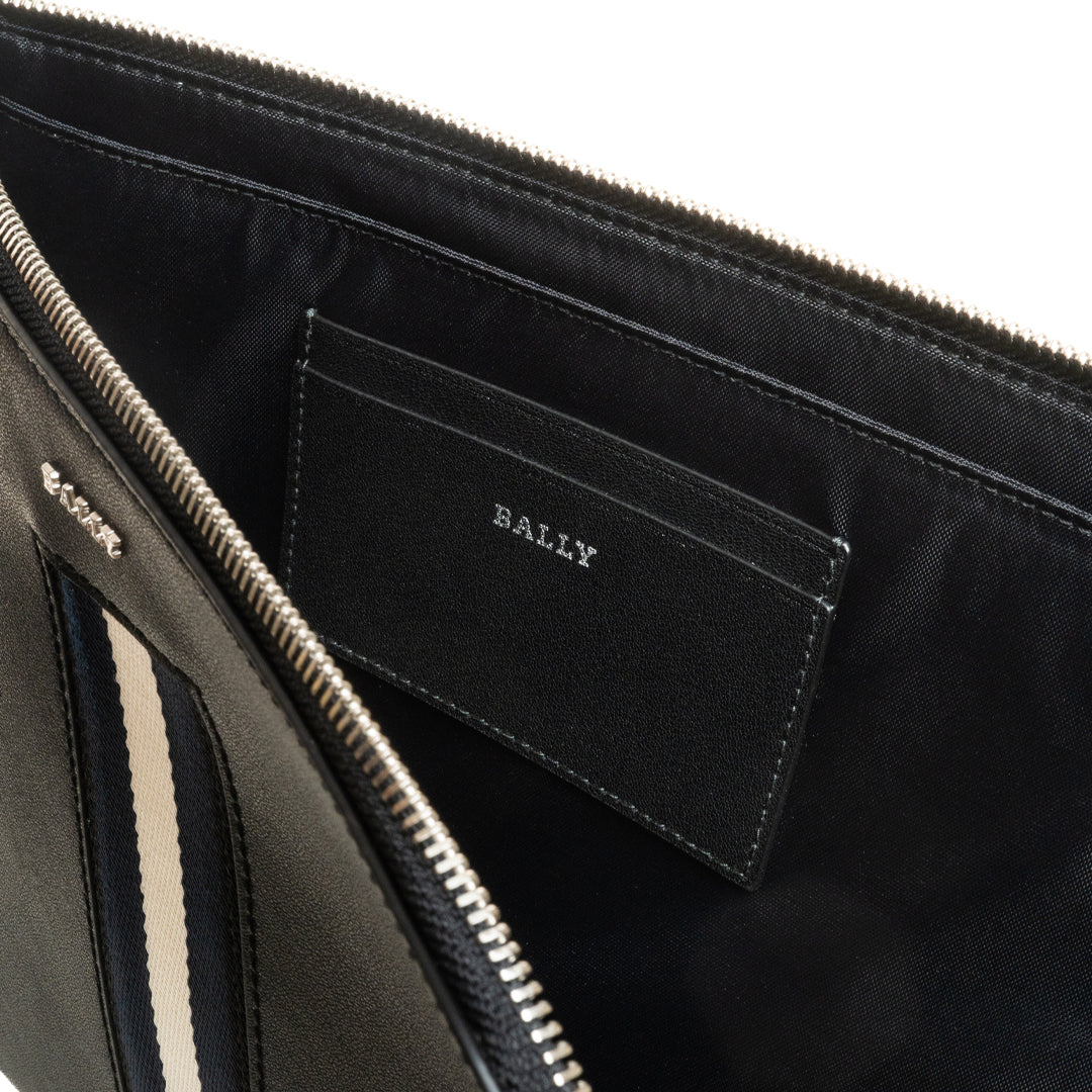 Helvar.O Stripe Leather Pouch-in-Black-4-Bally Outlet